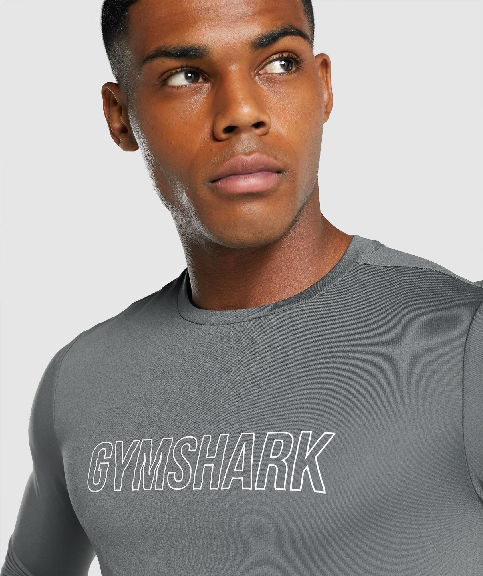 Grey Men's Gymshark Arrival Long Sleeve Graphic T Shirts | IQRSYT-395