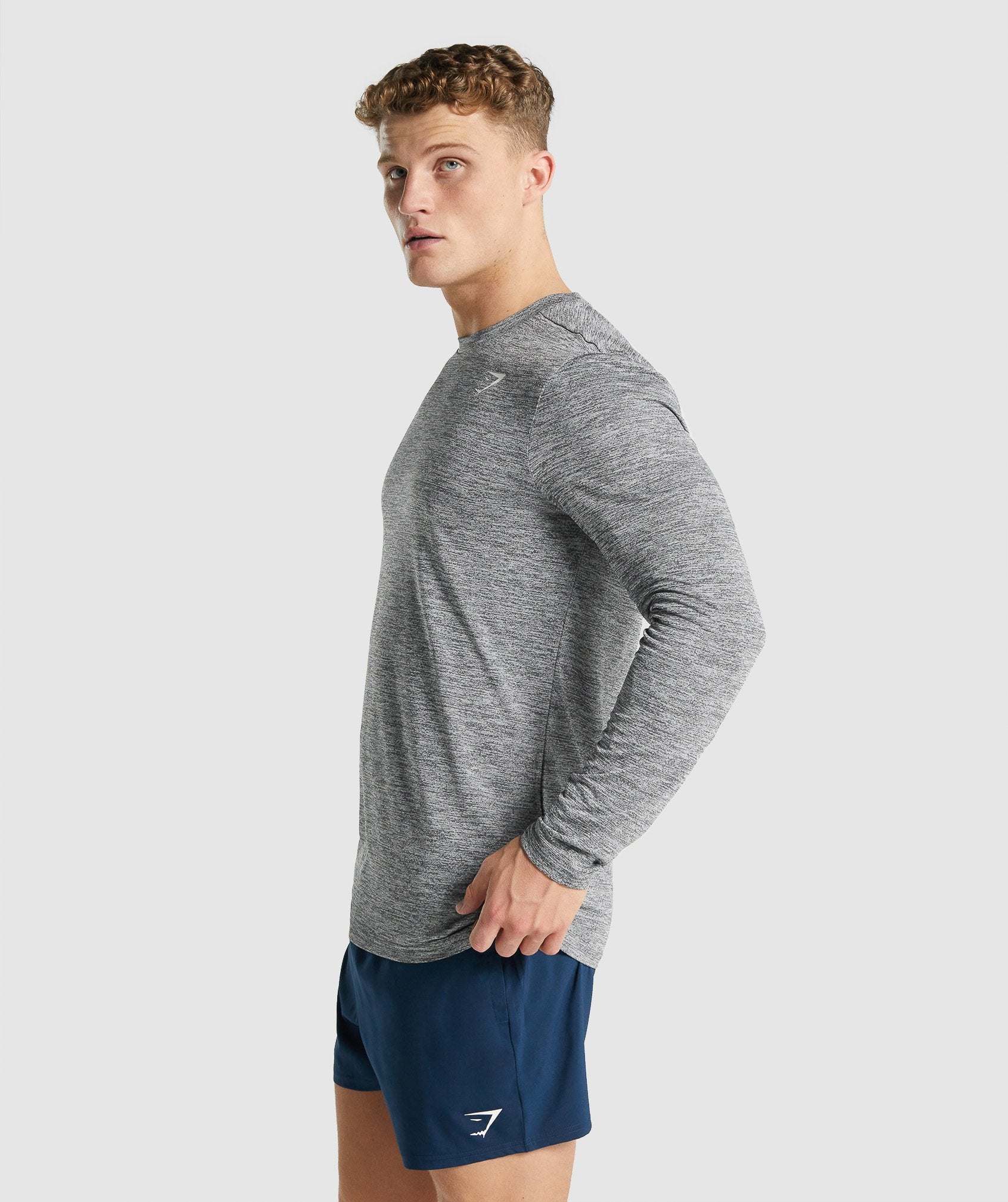 Grey Men's Gymshark Arrival Marl Long Sleeve T Shirts | QIJOLS-023