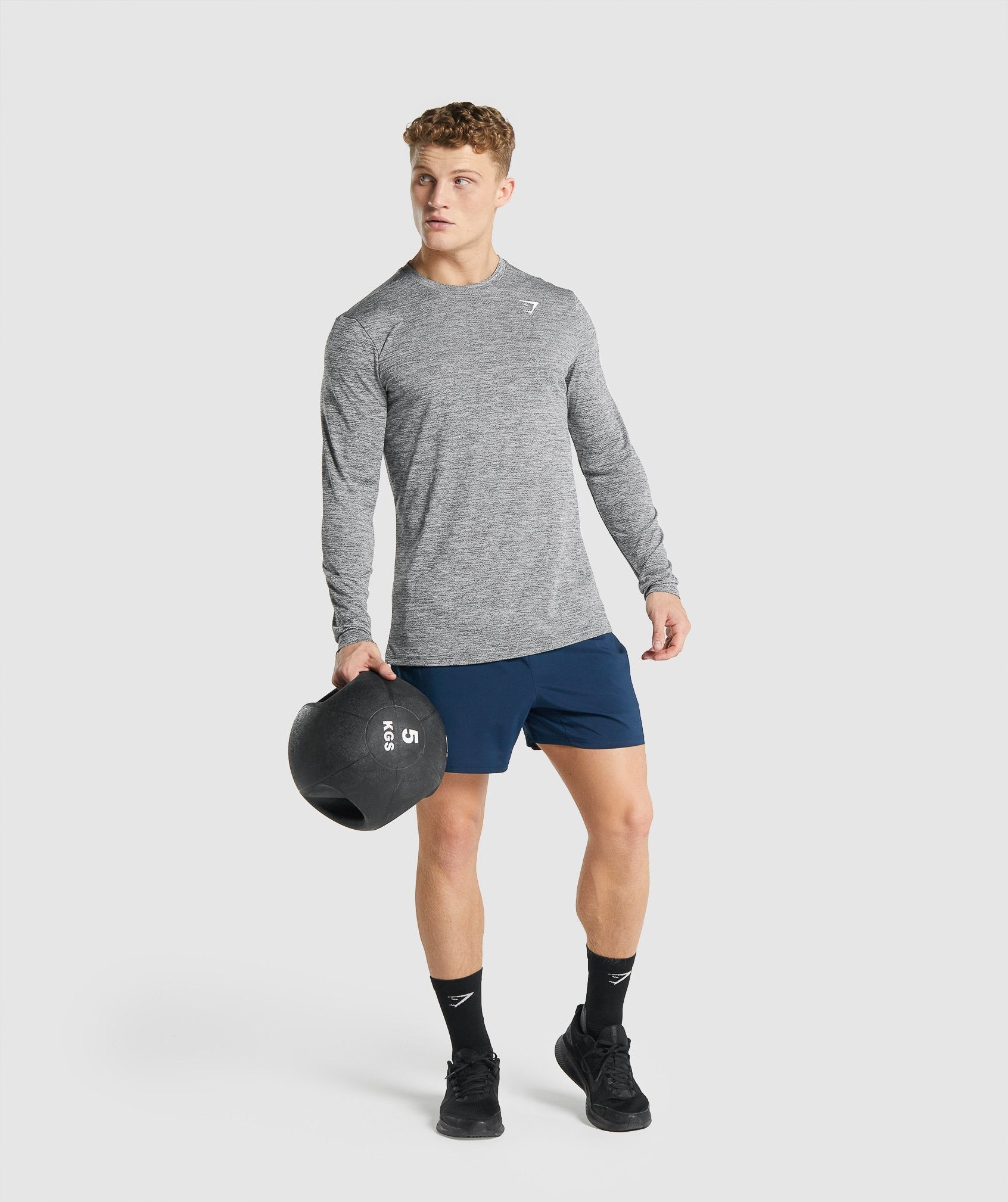 Grey Men's Gymshark Arrival Marl Long Sleeve T Shirts | QIJOLS-023