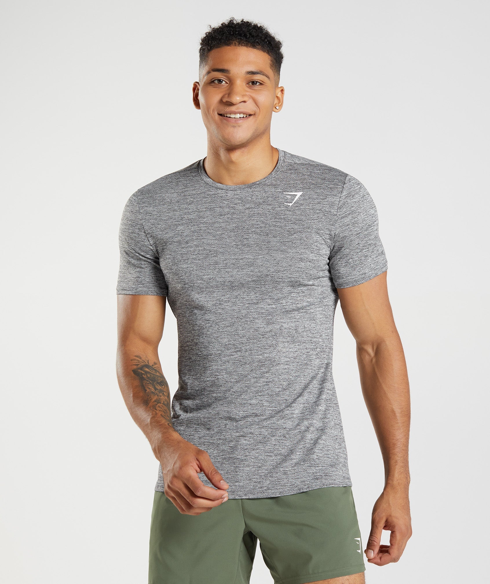 Grey Men\'s Gymshark Arrival Marl T Shirts | NQVSRU-379