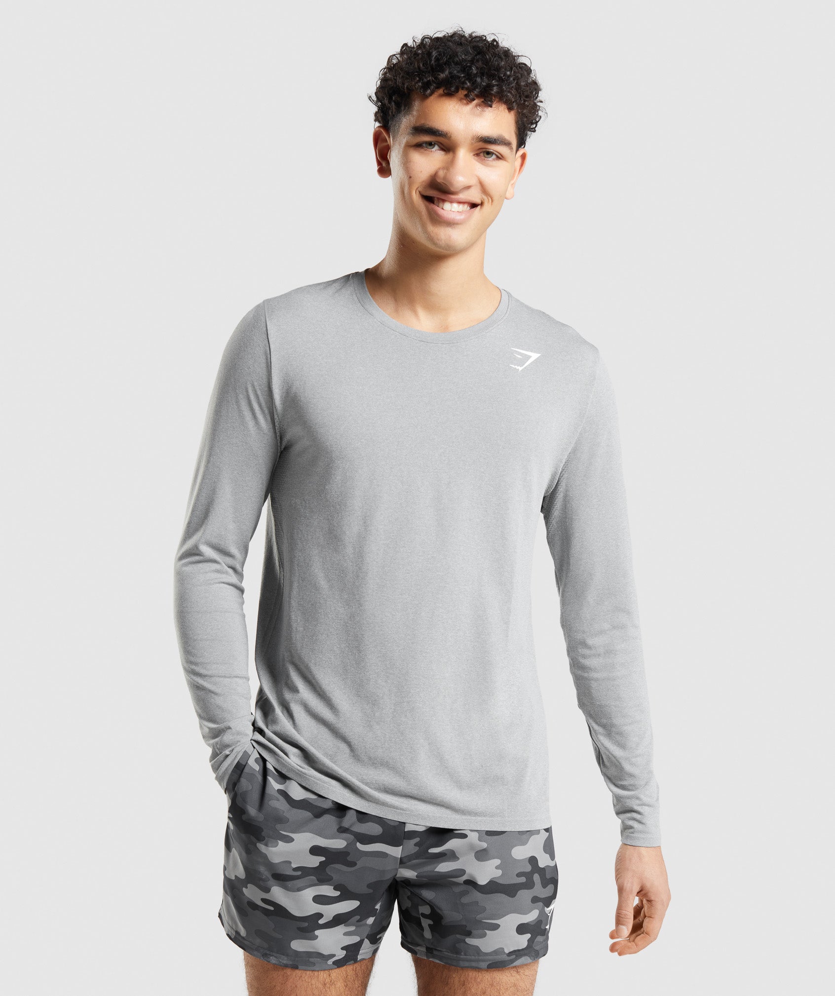 Grey Men\'s Gymshark Arrival Seamless Long Sleeve T Shirts | RCBEHJ-956