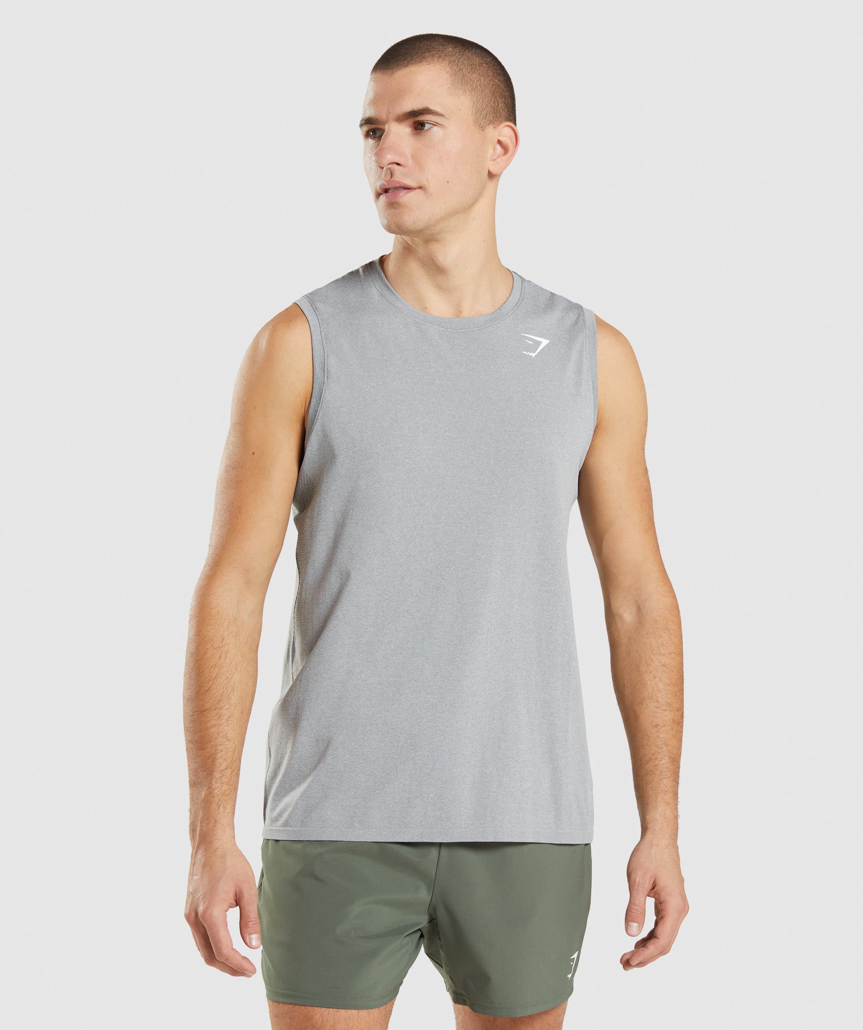 Grey Men\'s Gymshark Arrival Seamless Tanks | CDBQUJ-725