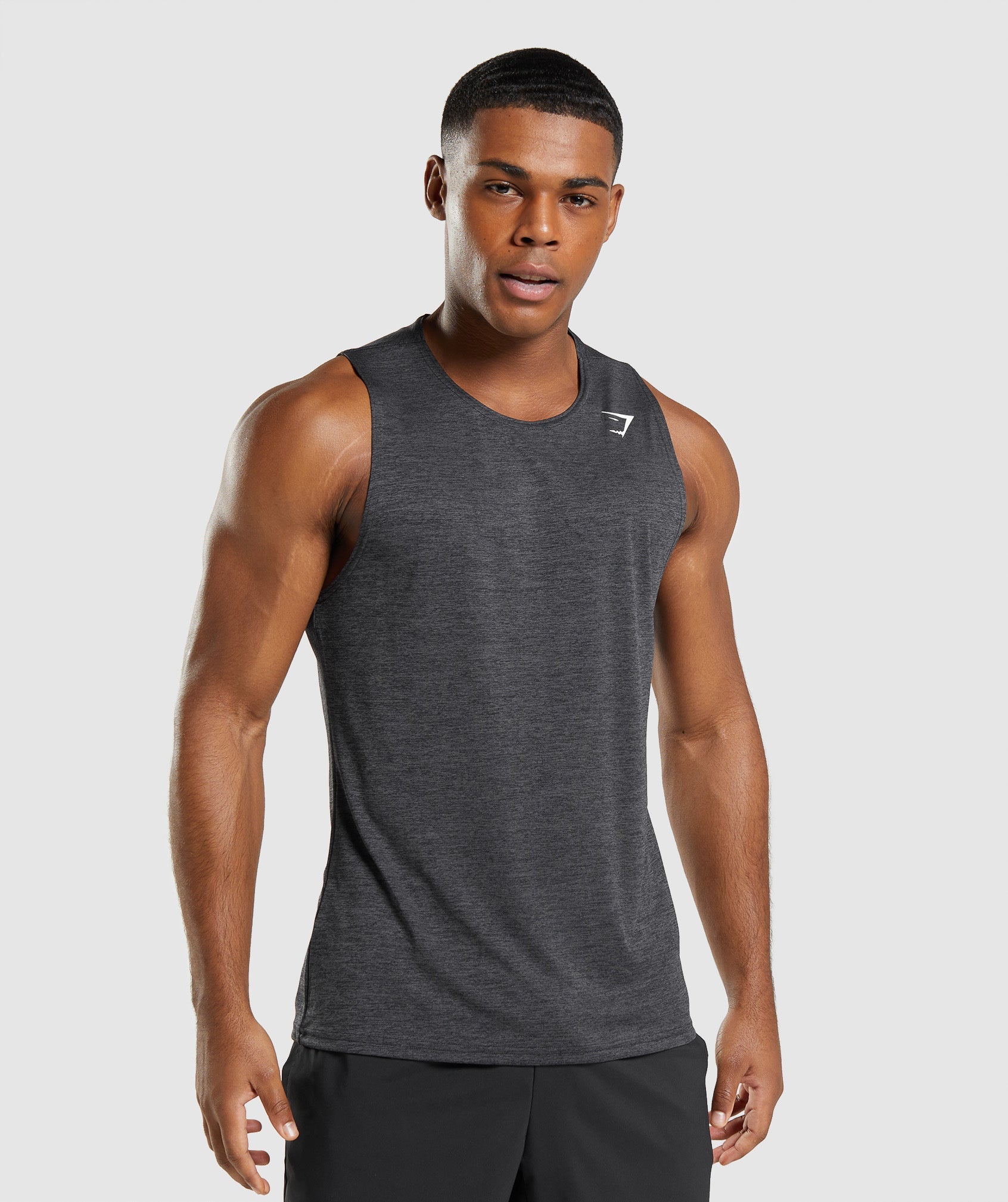 Grey Men\'s Gymshark Arrival Slim Marl Tanks | MJTZNV-082