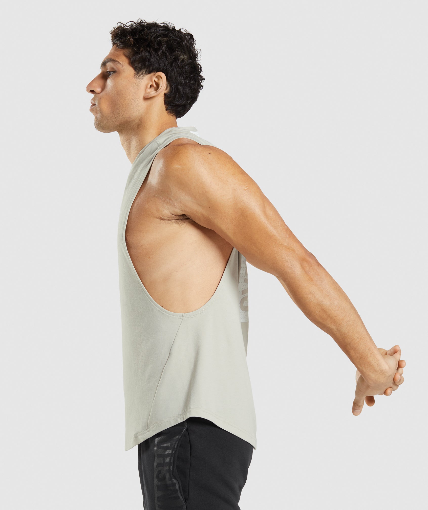 Grey Men's Gymshark Bold Drop Arm Tanks | QVXHLU-891