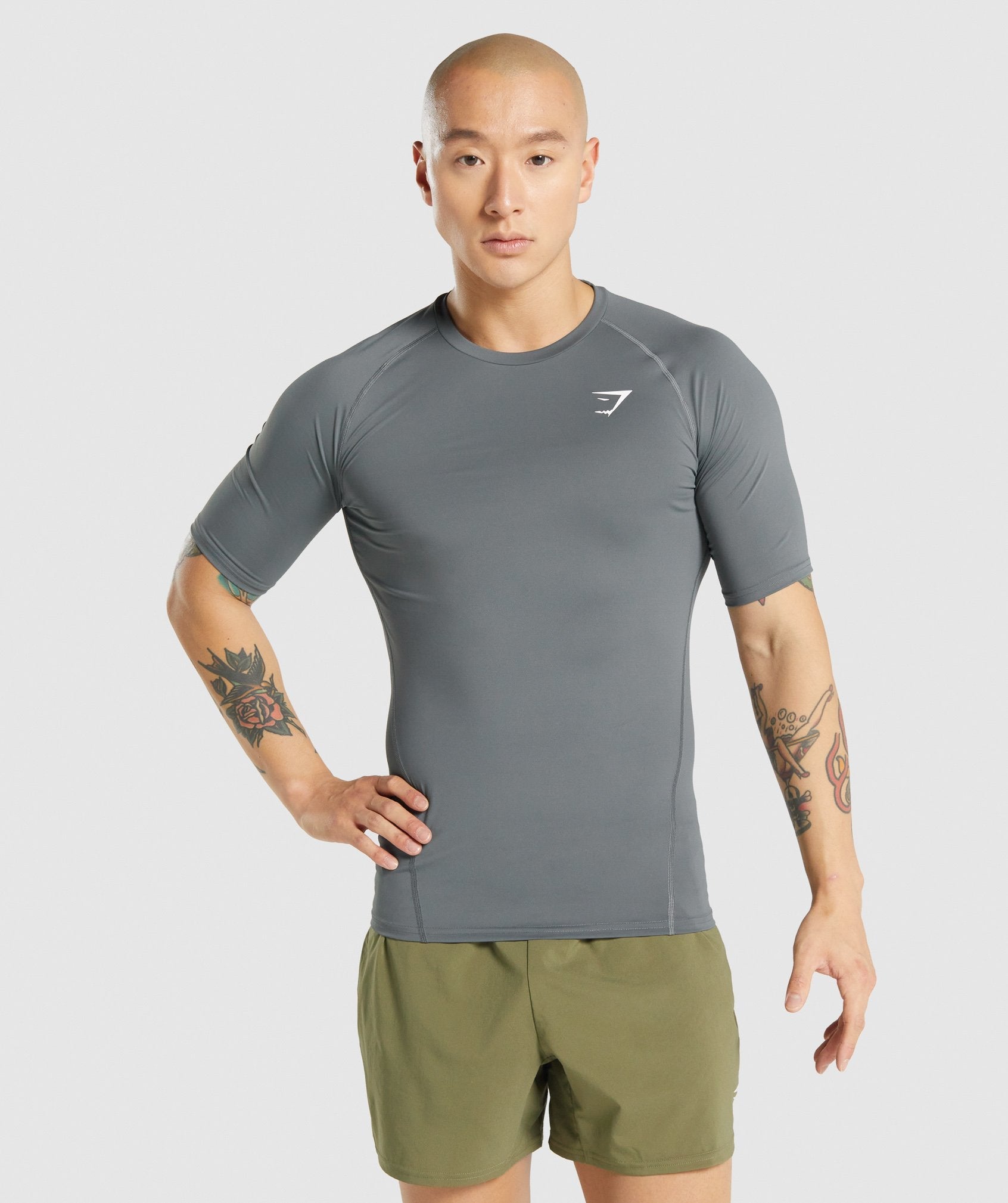 Grey Men\'s Gymshark Element Baselayer T Shirts | HEWQTF-517