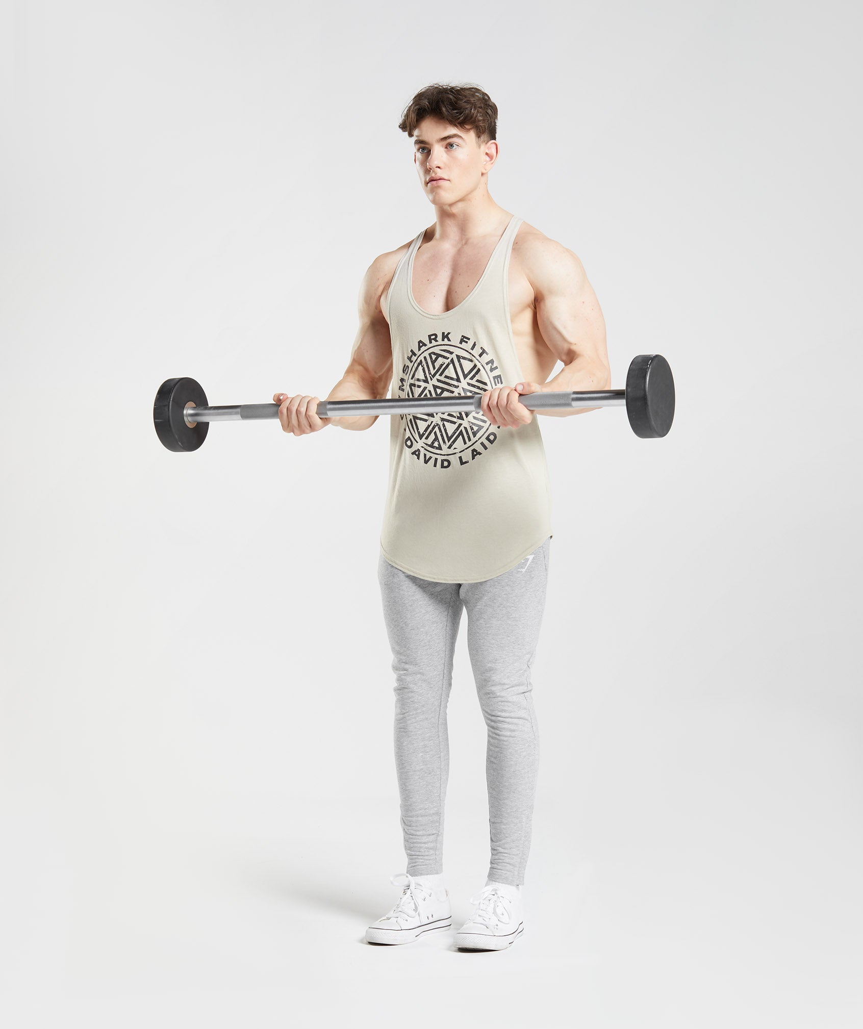 Grey Men's Gymshark GS x David Laid Stringer Vest | NRBYFZ-854