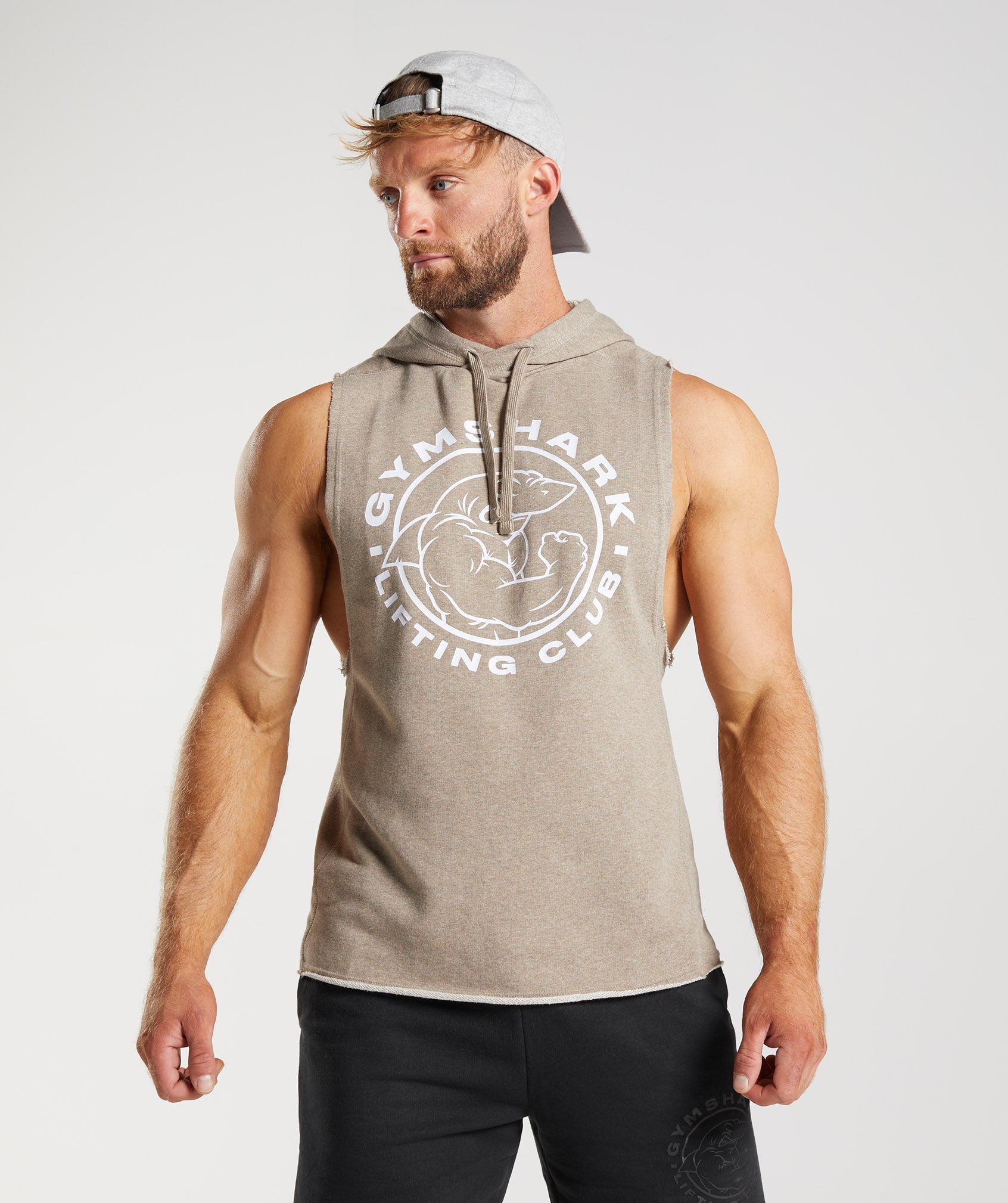 Grey Men\'s Gymshark Legacy Drop Arm Hoodie | CXVJFB-910