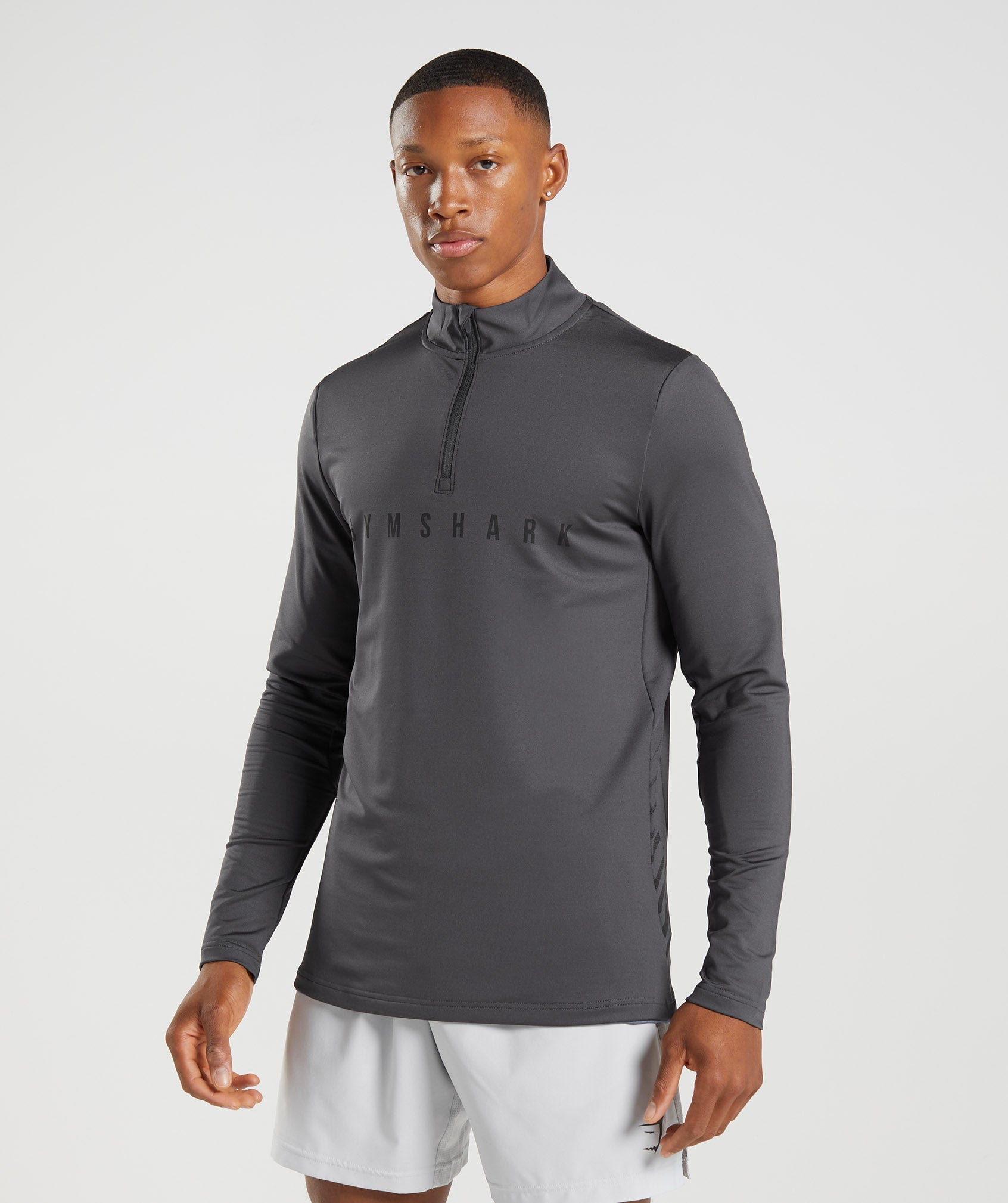 Grey Men\'s Gymshark Sport Stripe 1/4 Zip Tops | QSHNBK-632