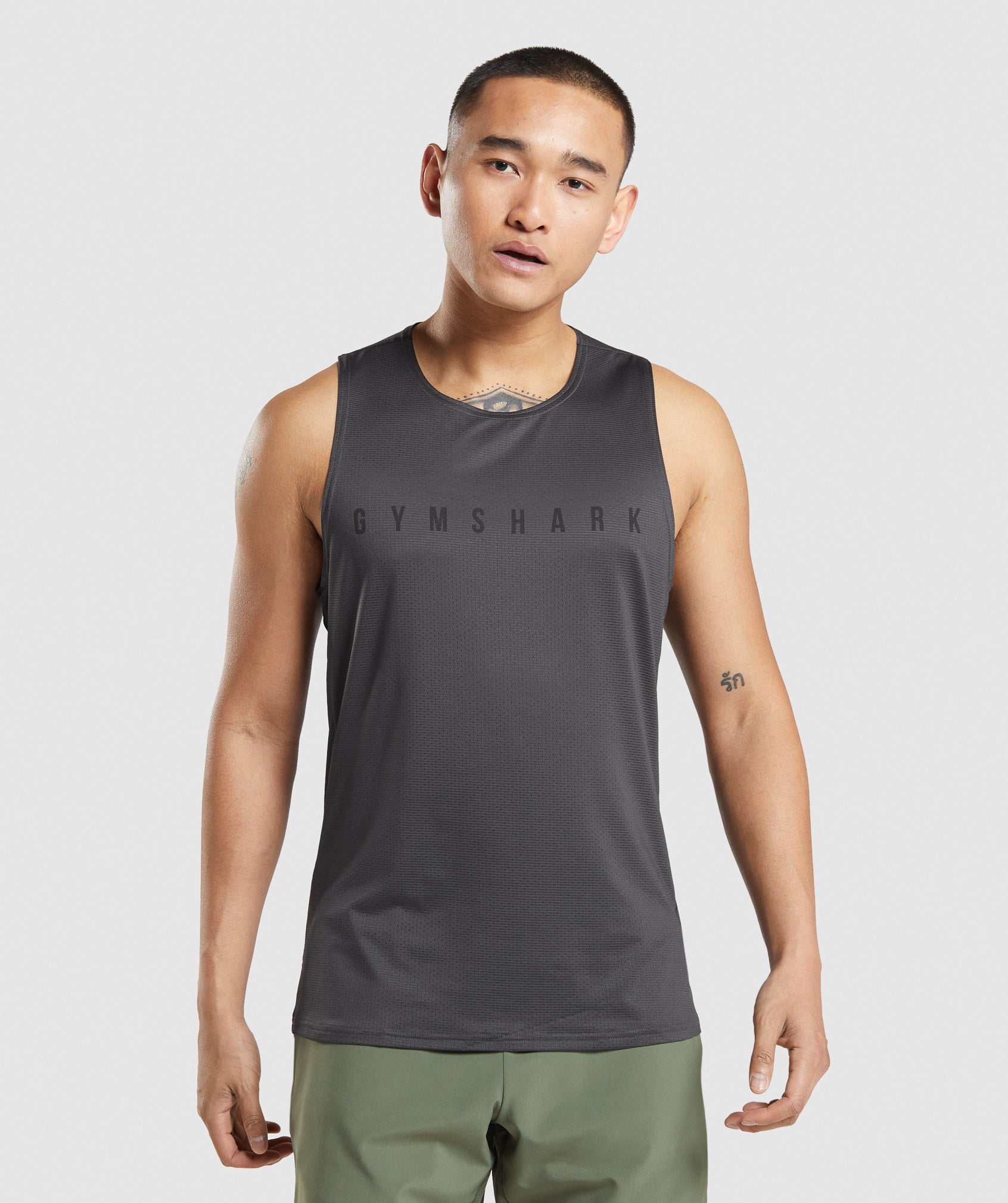 Grey Men\'s Gymshark Sport Stripe Tanks | GYMDIW-312