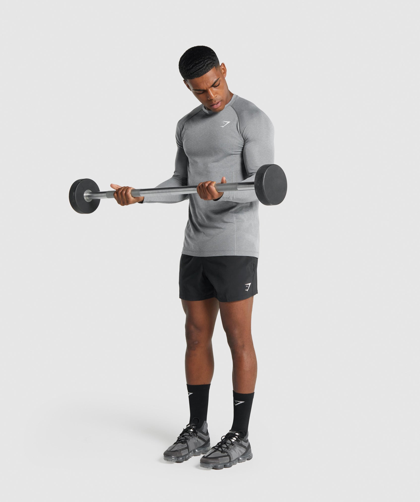 Grey Men's Gymshark Vital Light Seamless Long Sleeve T Shirts | FZJWHI-439