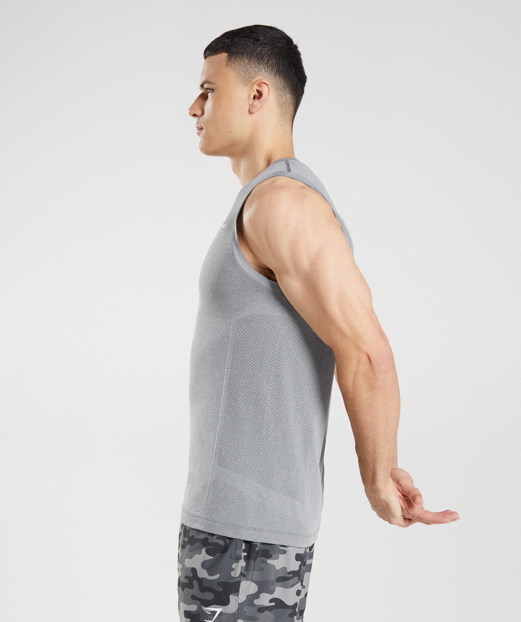 Grey Men's Gymshark Vital Seamless Light Tanks | IXAOBL-834