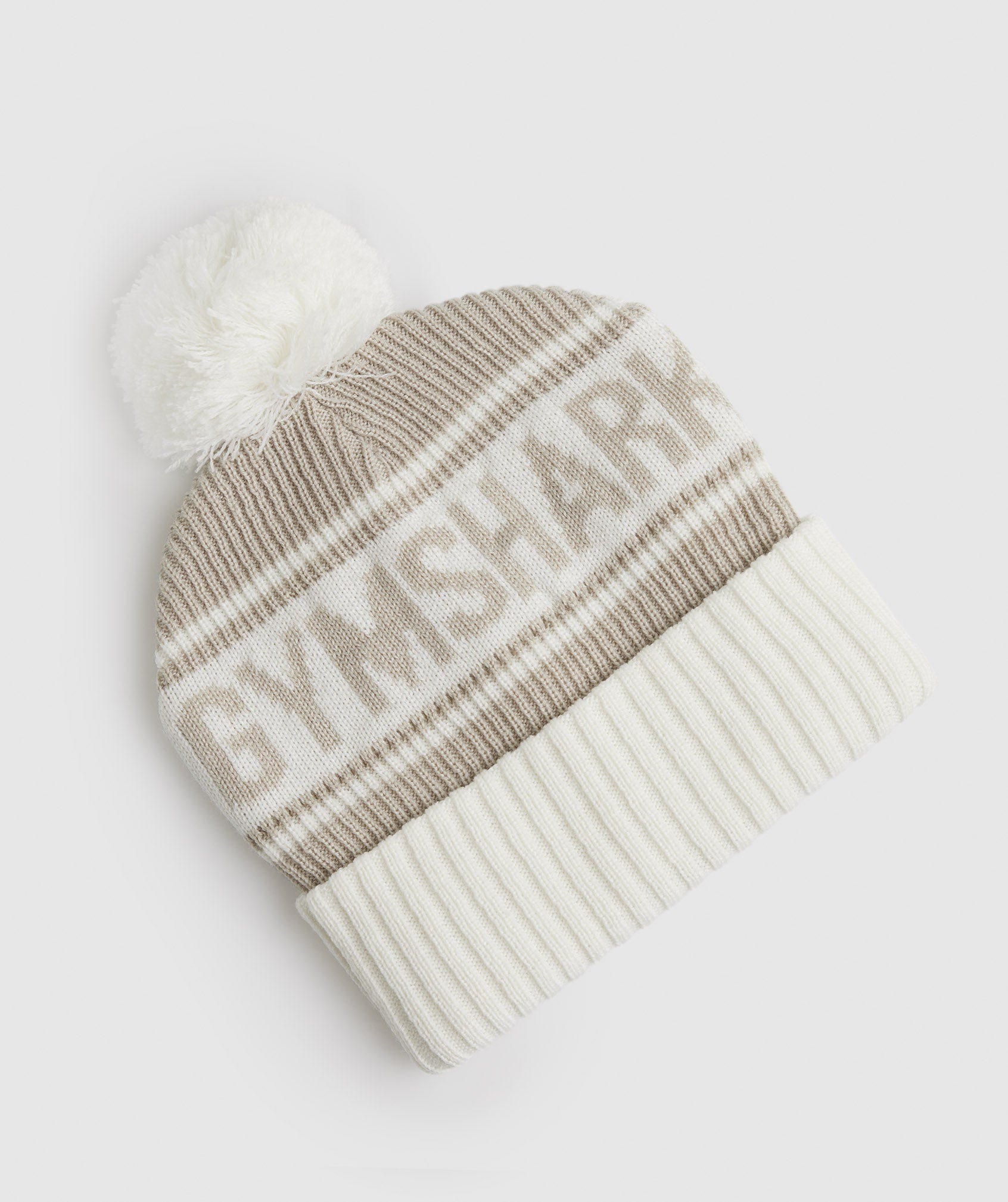 Grey / White Men\'s Gymshark Pom Beanie Hats | YPQJTV-874