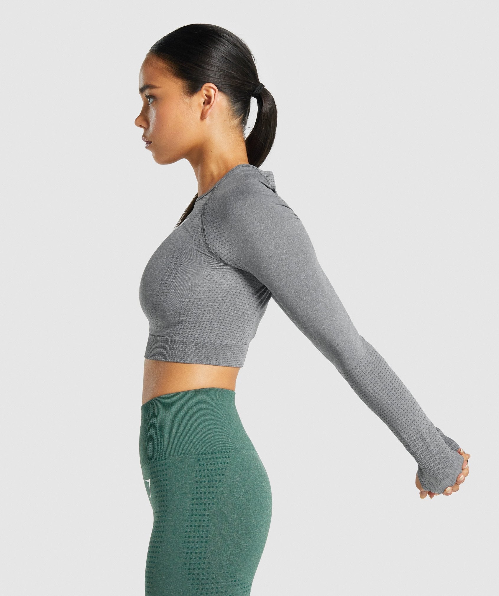 Grey Women's Gymshark Vital Seamless 2.0 Long Sleeve Crop Tops | EYPOAF-248