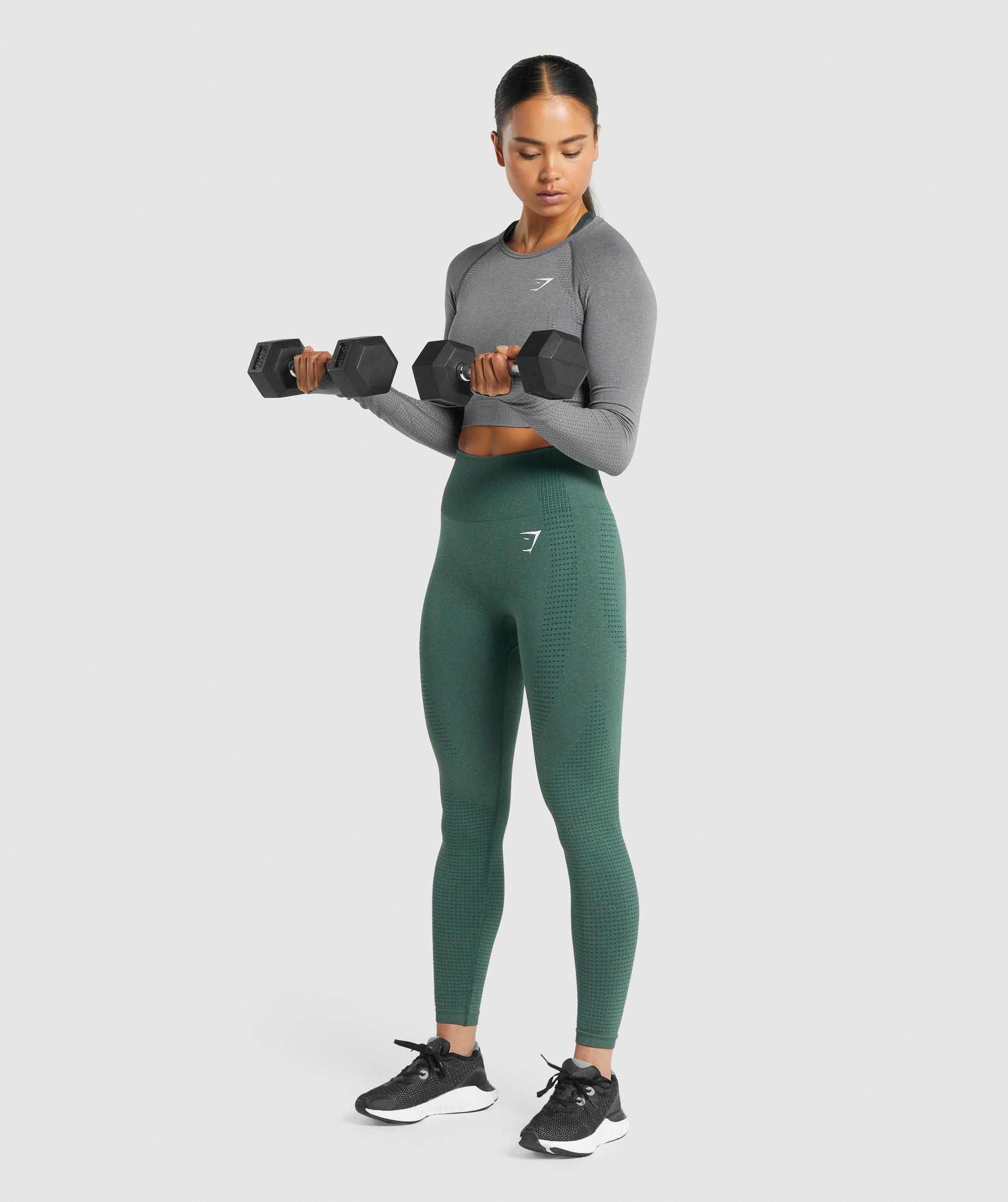 Grey Women's Gymshark Vital Seamless 2.0 Long Sleeve Crop Tops | EYPOAF-248