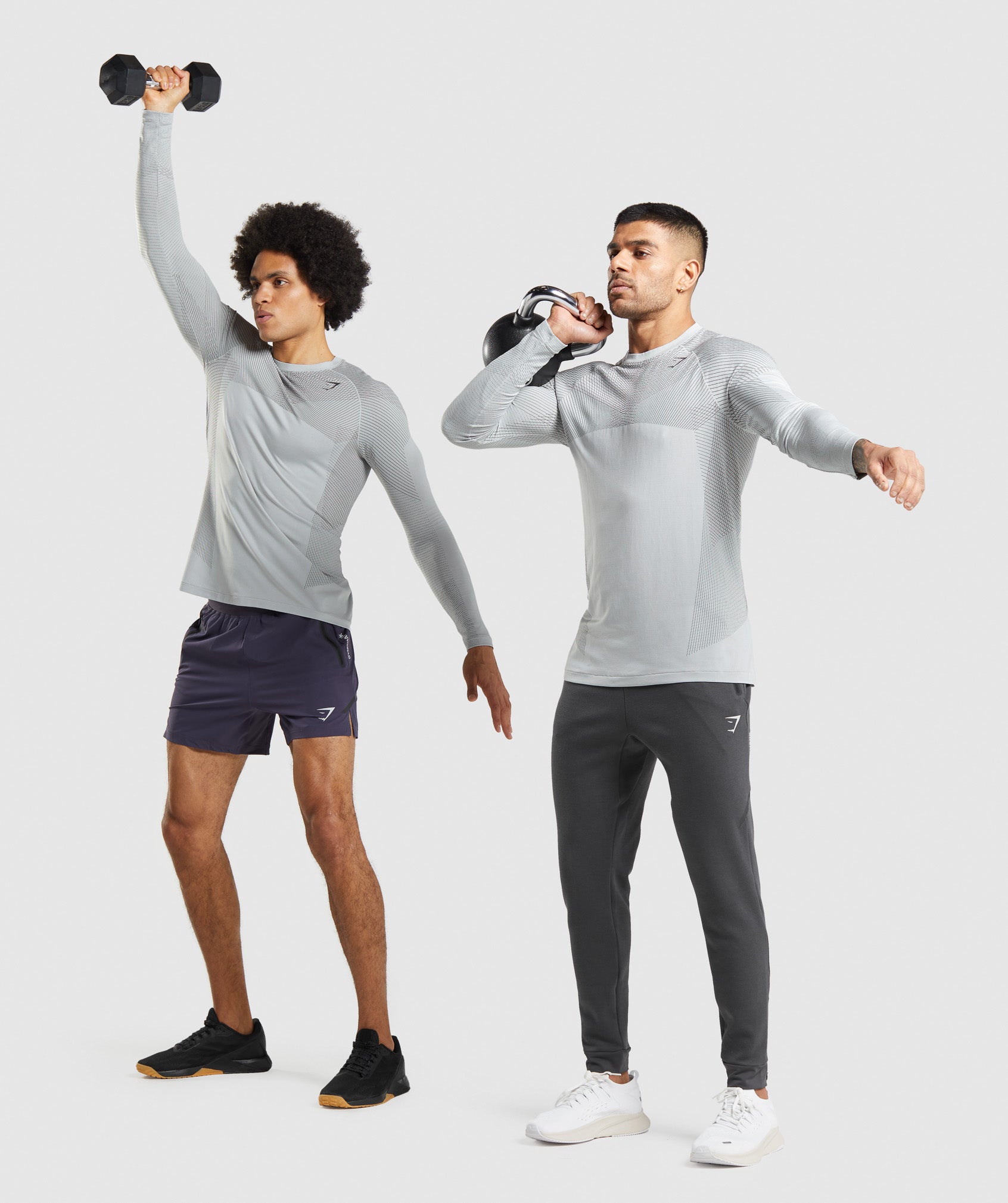 Light Grey Men's Gymshark Apex Seamless Long Sleeve T Shirts | YOVSJZ-485