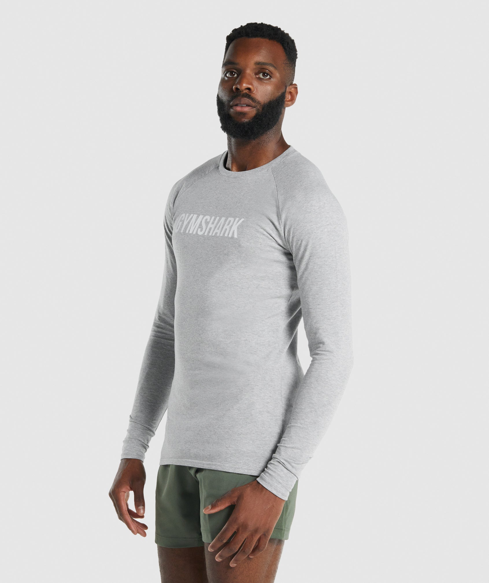 Light Grey Men's Gymshark Apollo Long Sleeve T Shirts | MFNVEJ-582