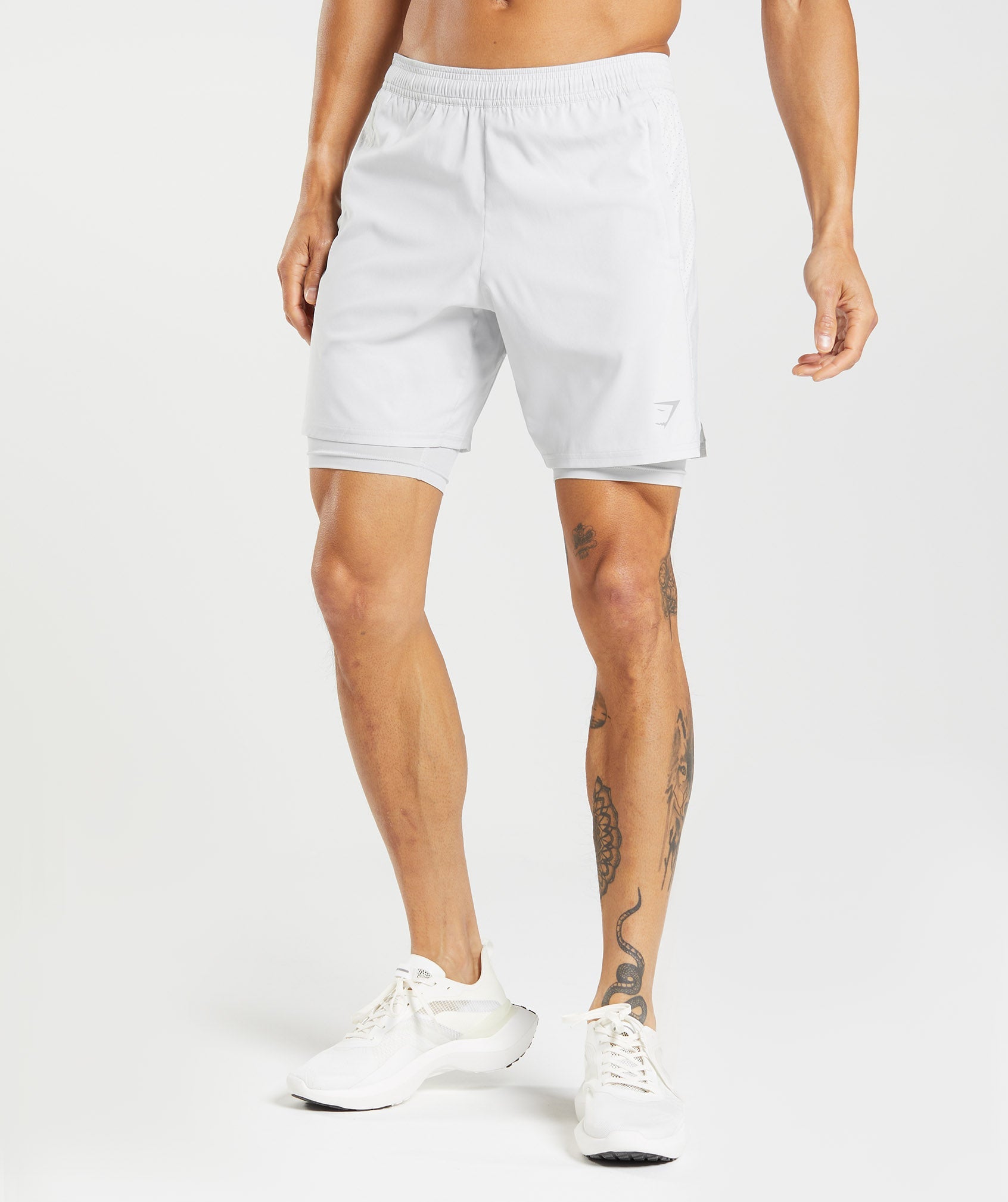 Light Grey Men\'s Gymshark Aspect 2 In 1 Shorts | EALZIJ-462