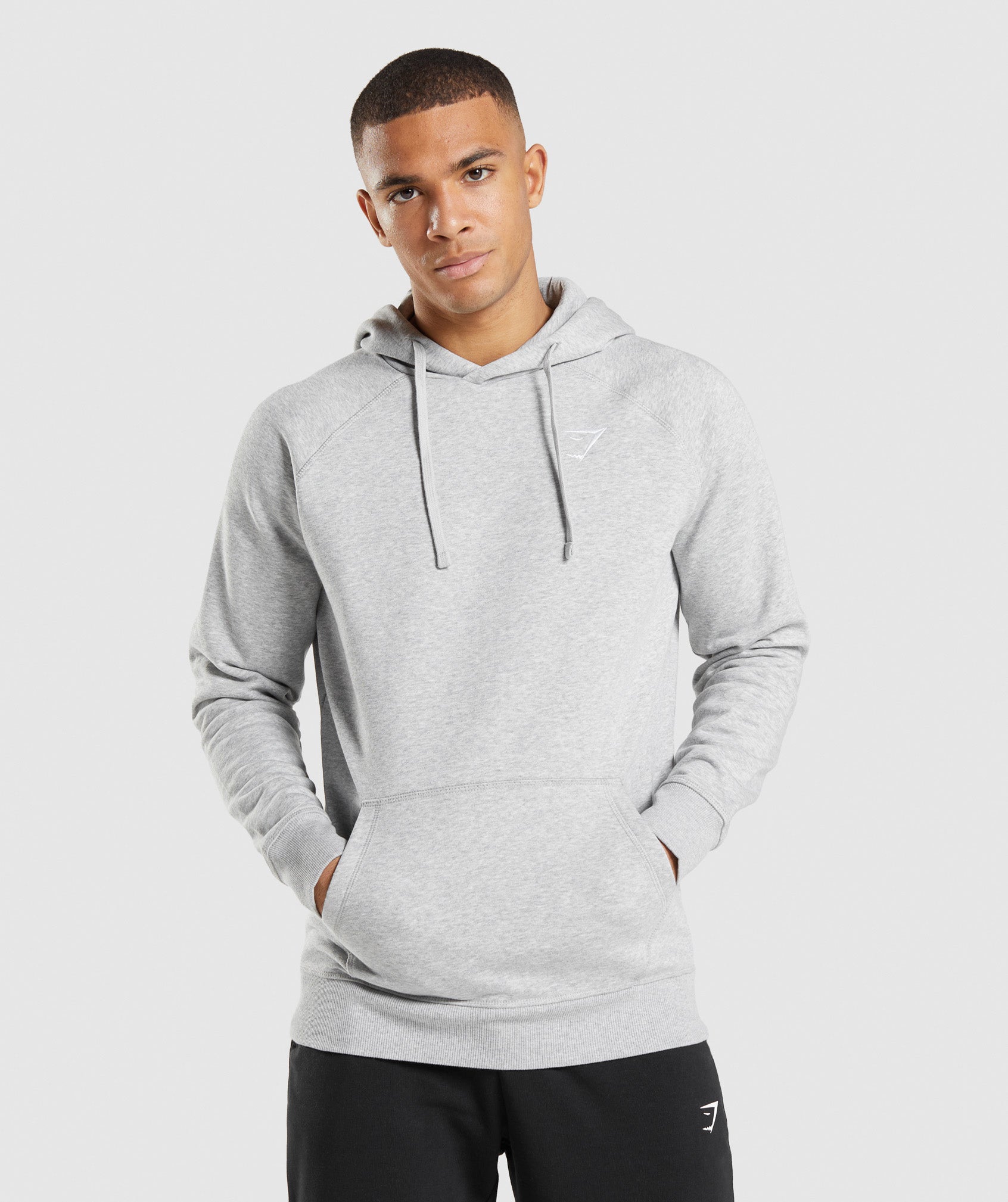 Light Grey Men\'s Gymshark Crest Hoodie | ZIBAXF-618