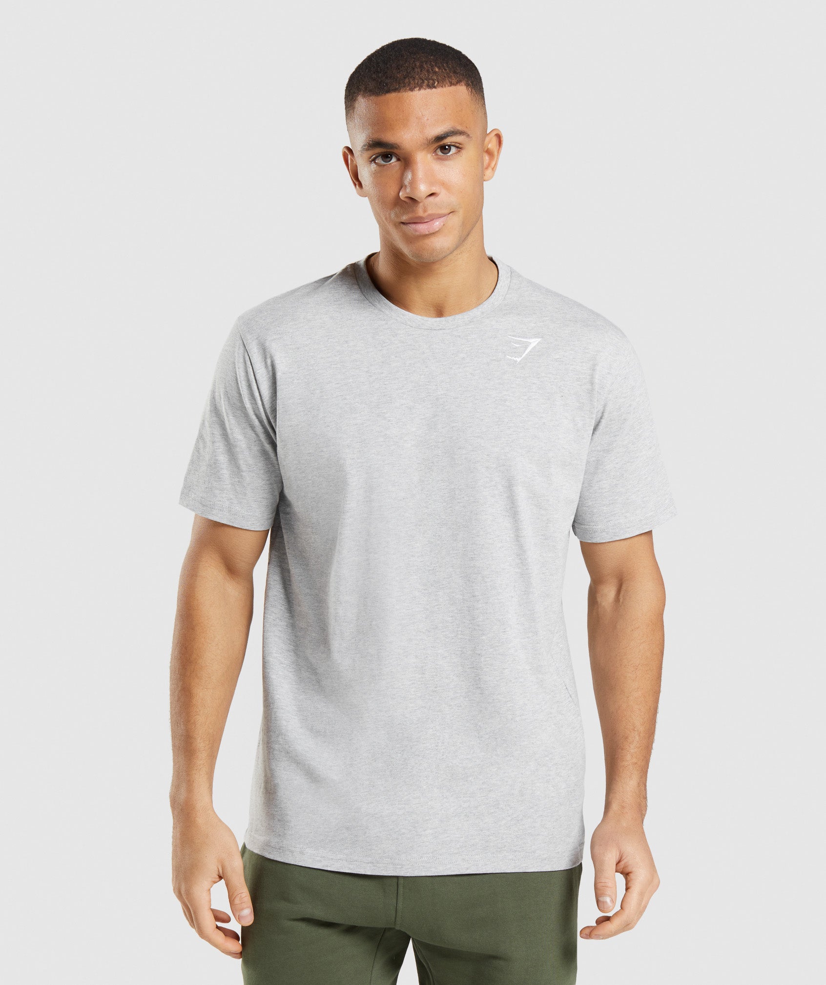 Light Grey Men\'s Gymshark Crest T Shirts | HKDZQR-453