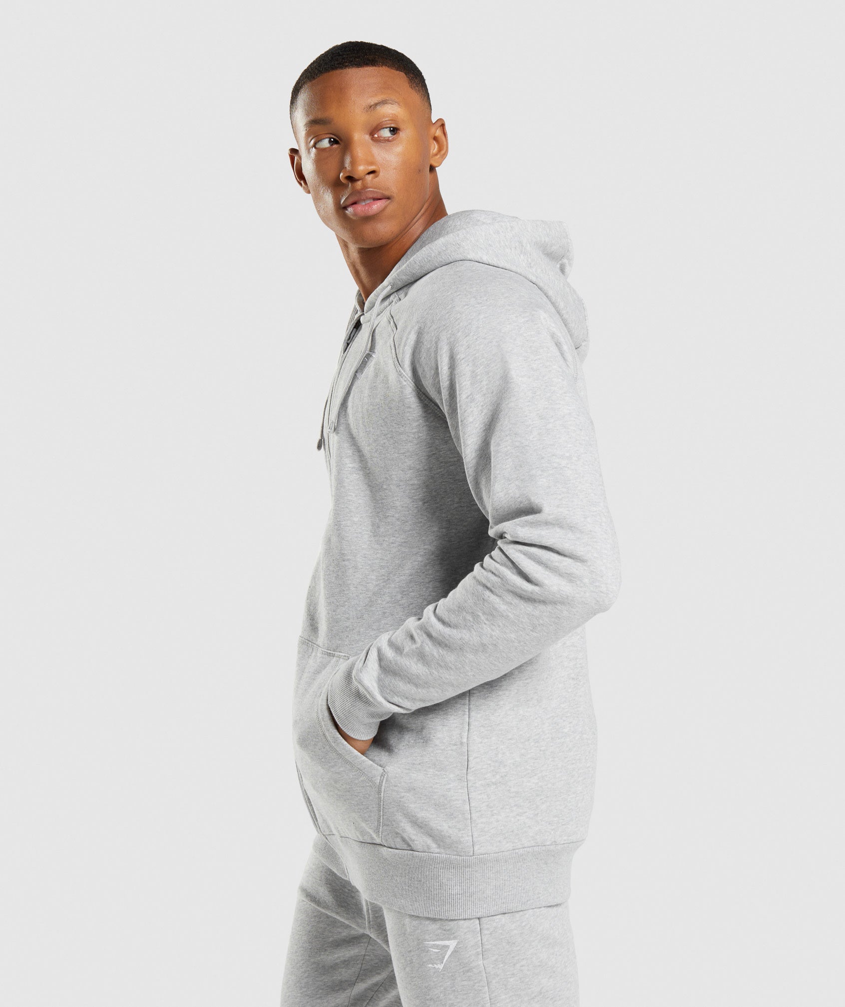 Light Grey Men's Gymshark Crest Zip Up Hoodie | YGHVLQ-670