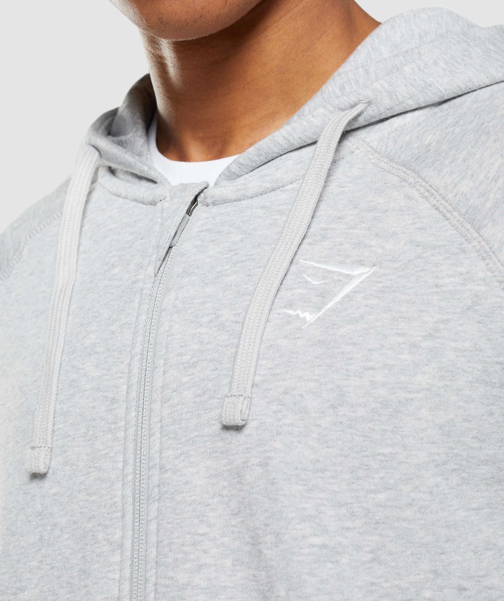 Light Grey Men's Gymshark Crest Zip Up Hoodie | YGHVLQ-670