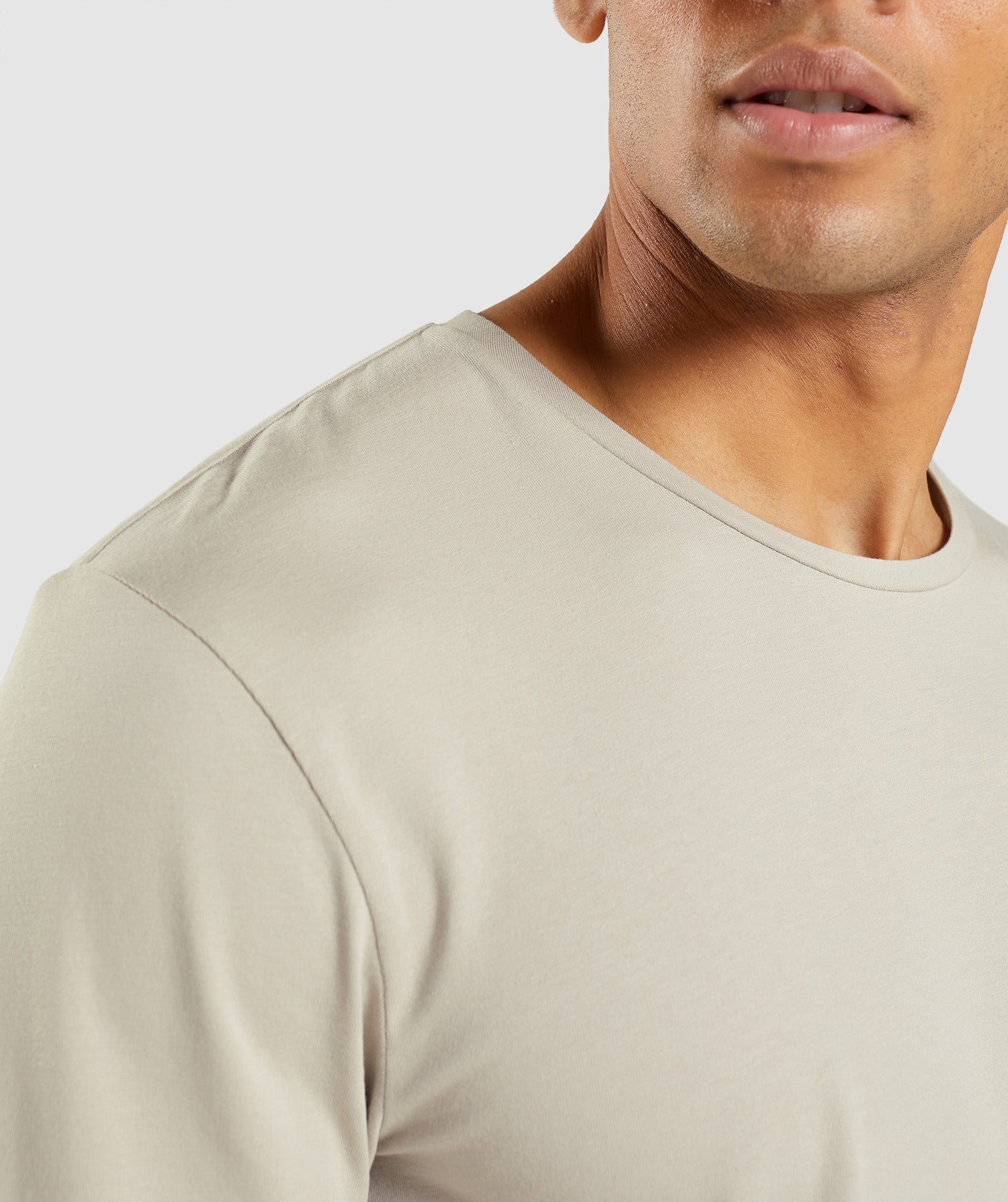 Light Grey Men's Gymshark Essential Long Sleeve T-Shirt- Pebble Grey T Shirts | NWBVFH-941