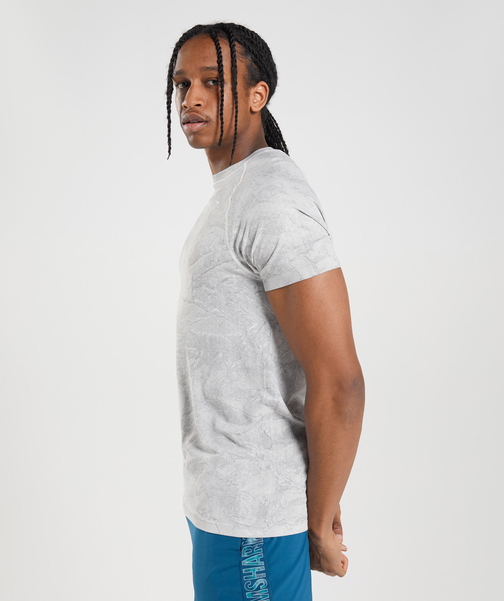 Light Grey Men's Gymshark Geo Seamless T Shirts | WUCXHD-346