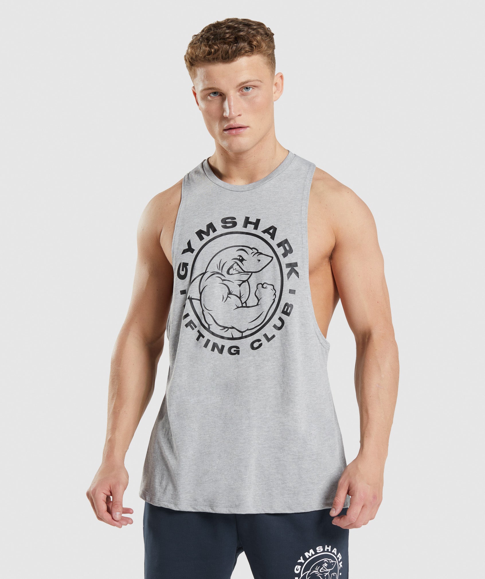 Light Grey Men\'s Gymshark Legacy Drop Arm Tanks | HVTZOE-189