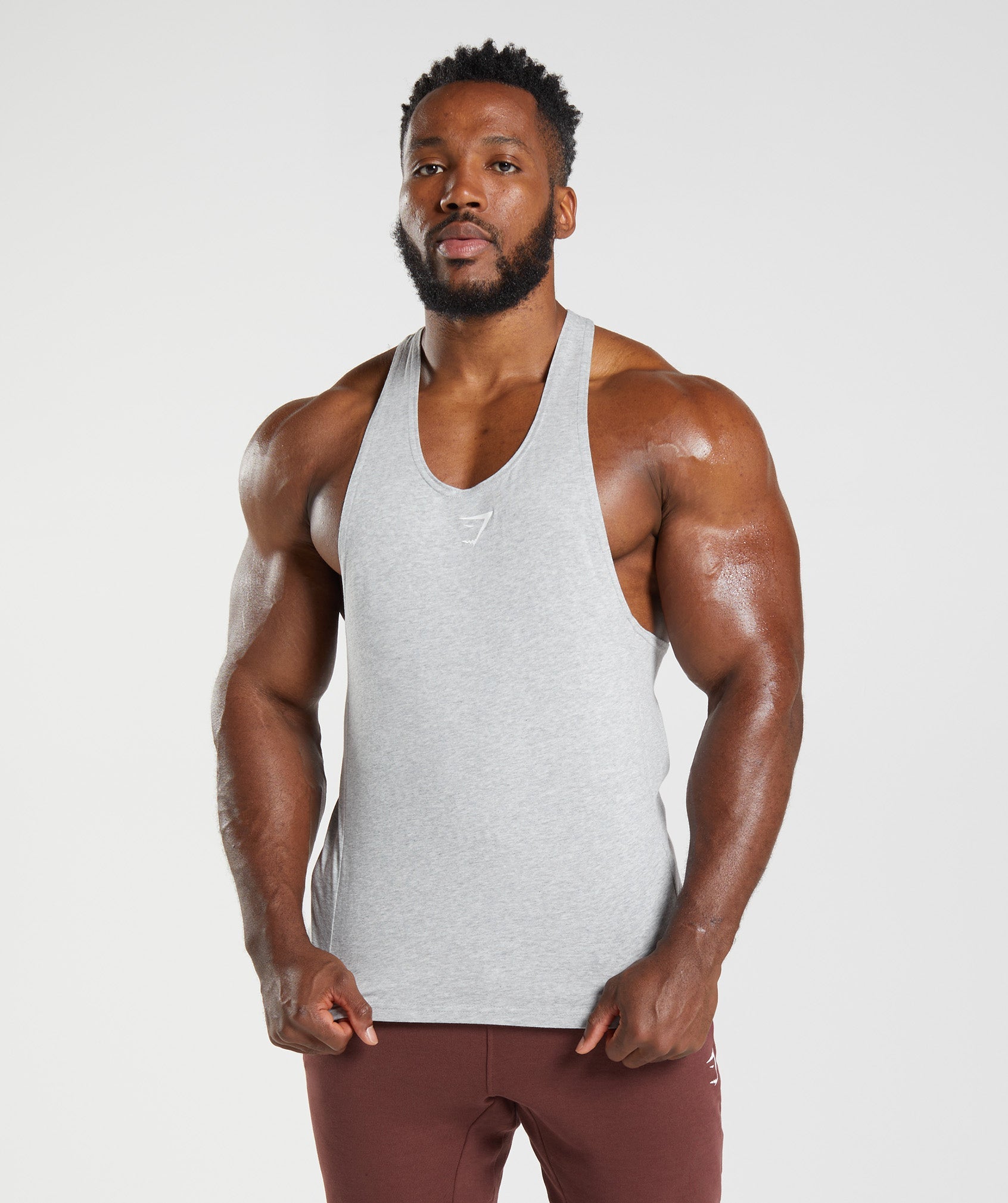 Light Grey Men\'s Gymshark React Stringer Vest | UNKGHE-763