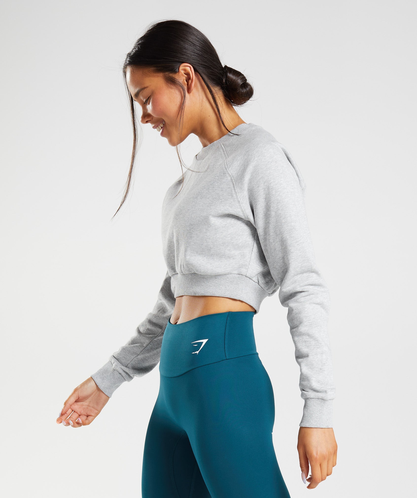 Light Grey Women's Gymshark Training Cropped Sweaters | JGSELB-957