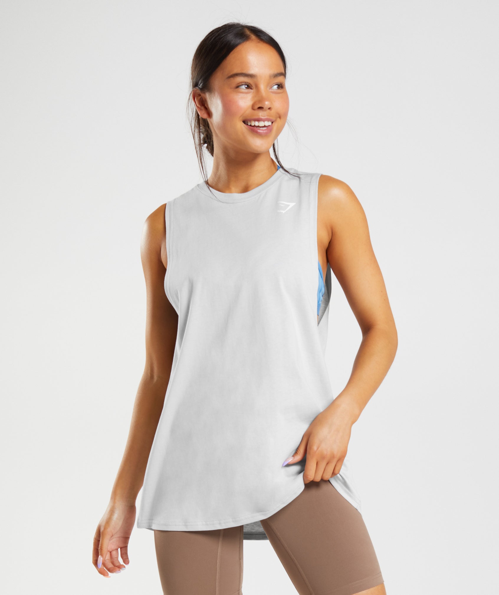 Light Grey Women\'s Gymshark Training Drop Arm Tanks | TVHUGL-096