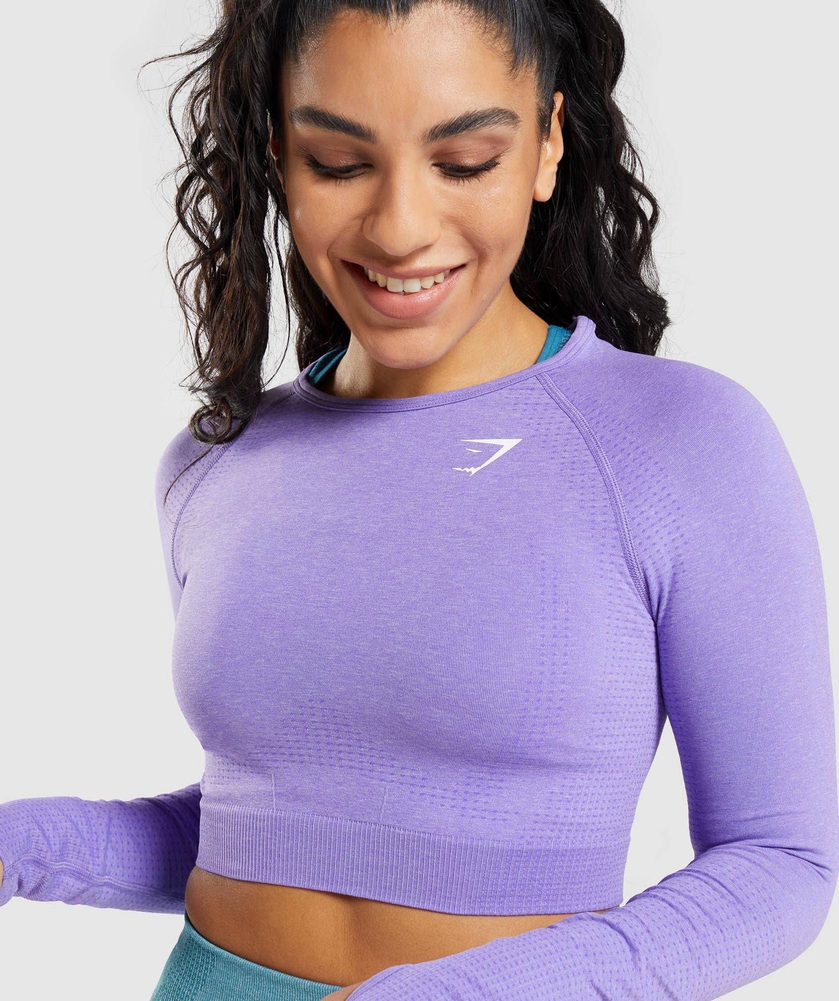 Light Purple Women's Gymshark Vital Seamless 2.0 Long Sleeve Crop Tops | HUEIPN-519