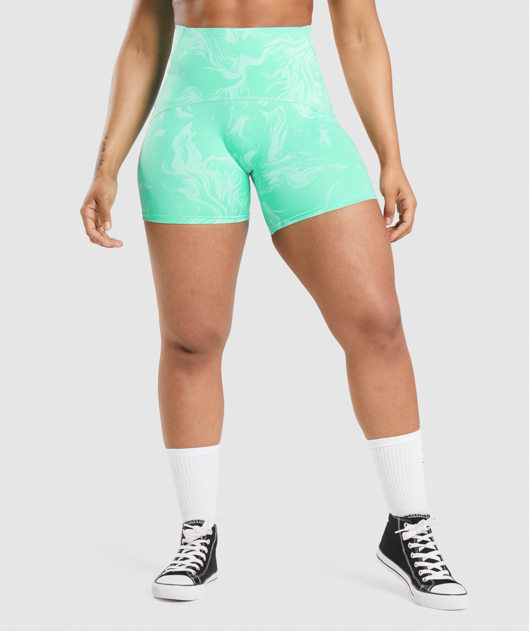 Light Turquoise Women\'s Gymshark GS Power High Rise Shorts | DOPCAZ-603