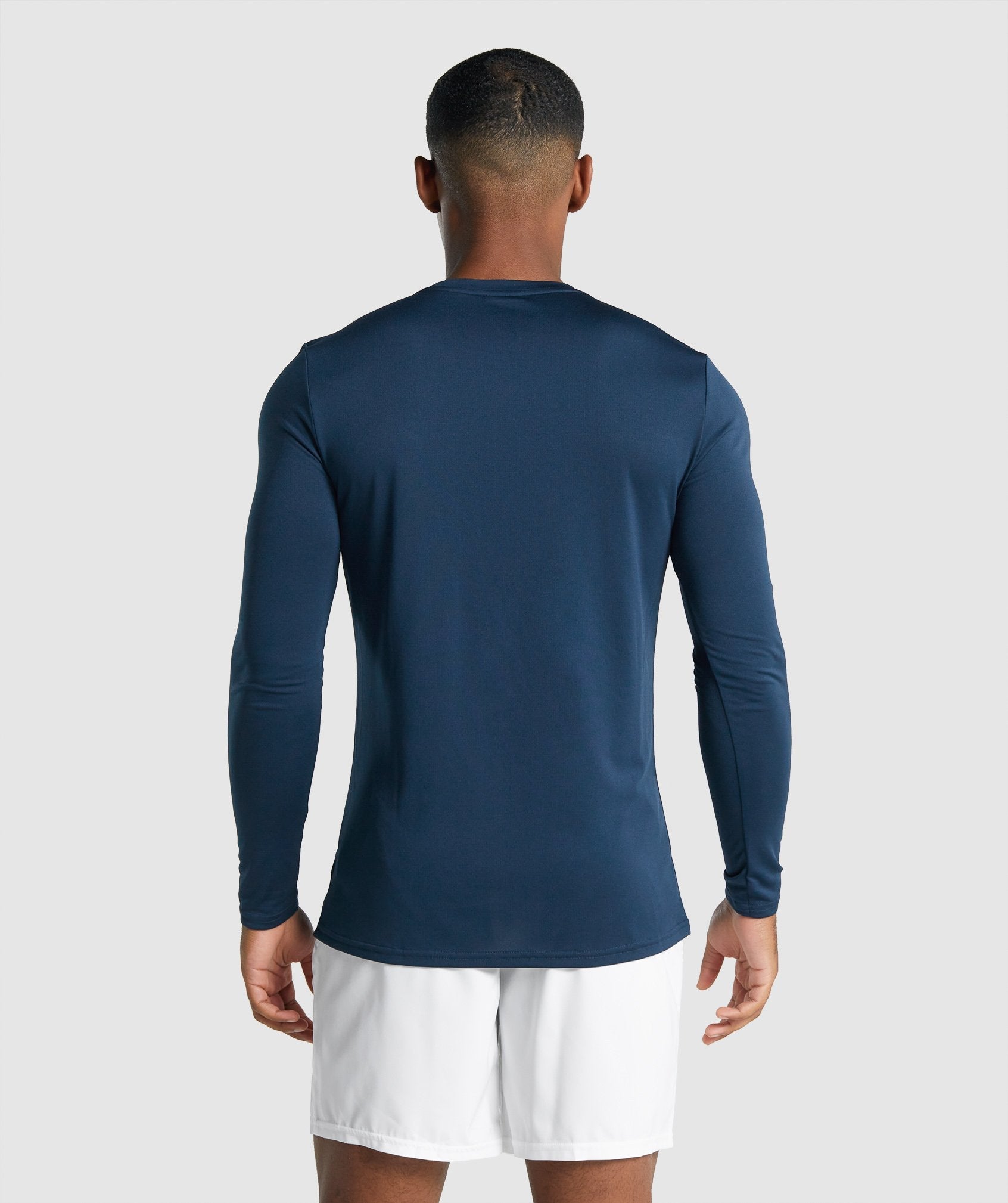 Navy Men's Gymshark Arrival Long Sleeve Graphic T Shirts | CVKDFA-908