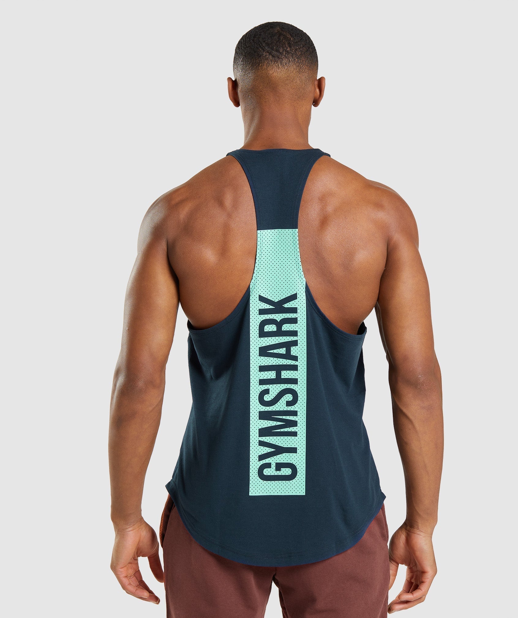 Navy Men\'s Gymshark Bold Stringer Vest | KRCQHI-251