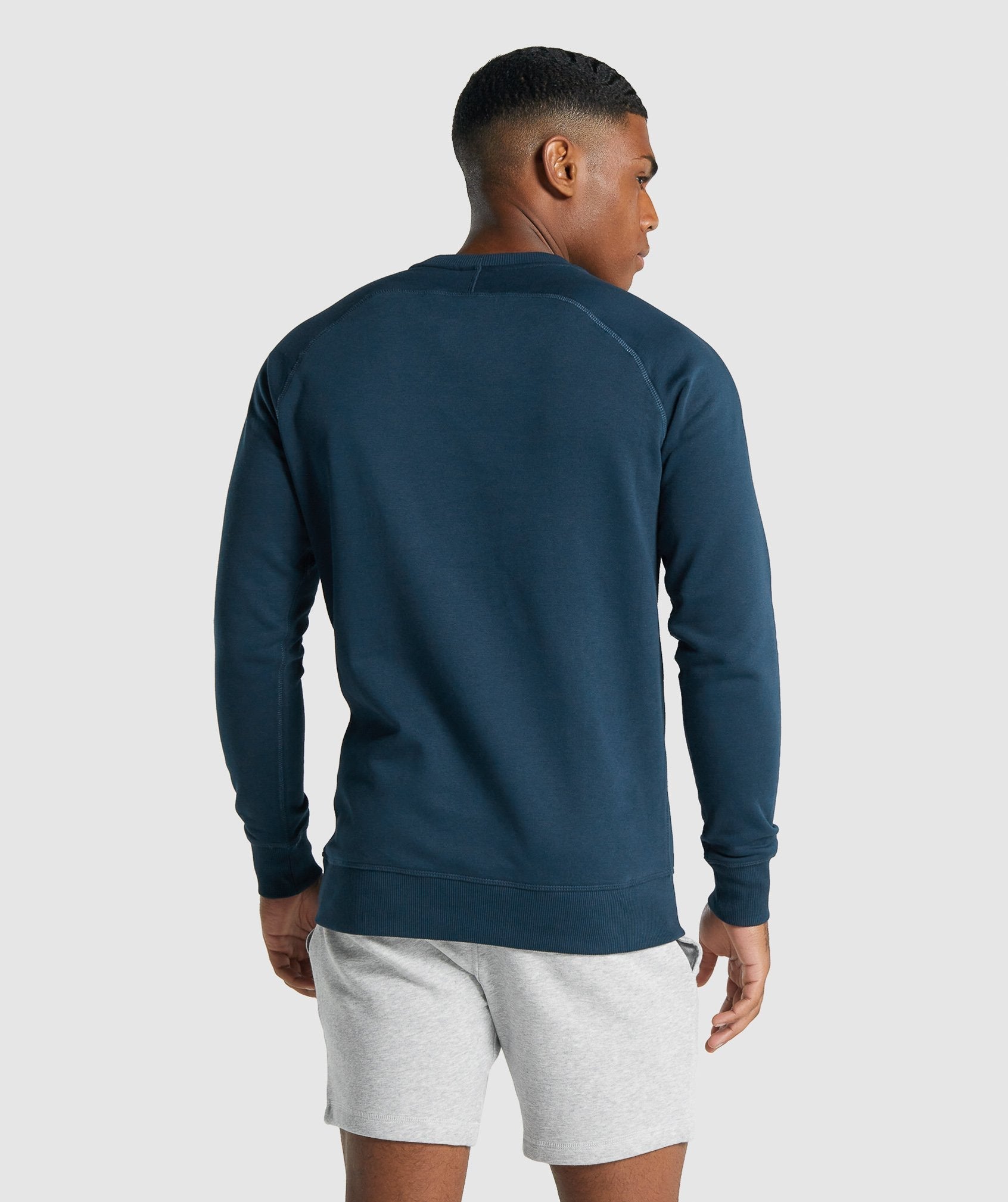 Navy Men's Gymshark Crest Sweatshirts | UVKQBA-726