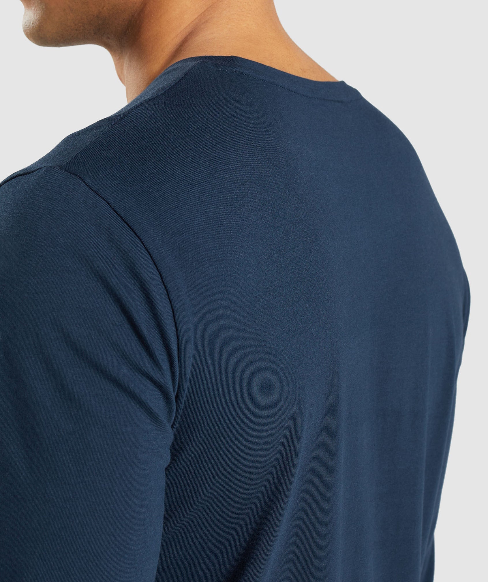 Navy Men's Gymshark Essential Long Sleeve T Shirts | BNQFTS-024