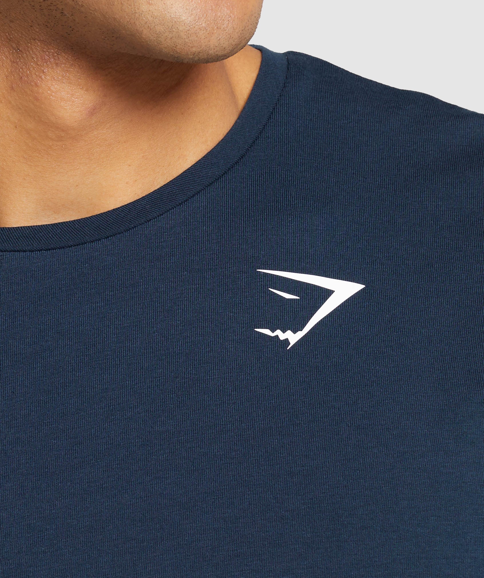 Navy Men's Gymshark Essential Long Sleeve T Shirts | BNQFTS-024