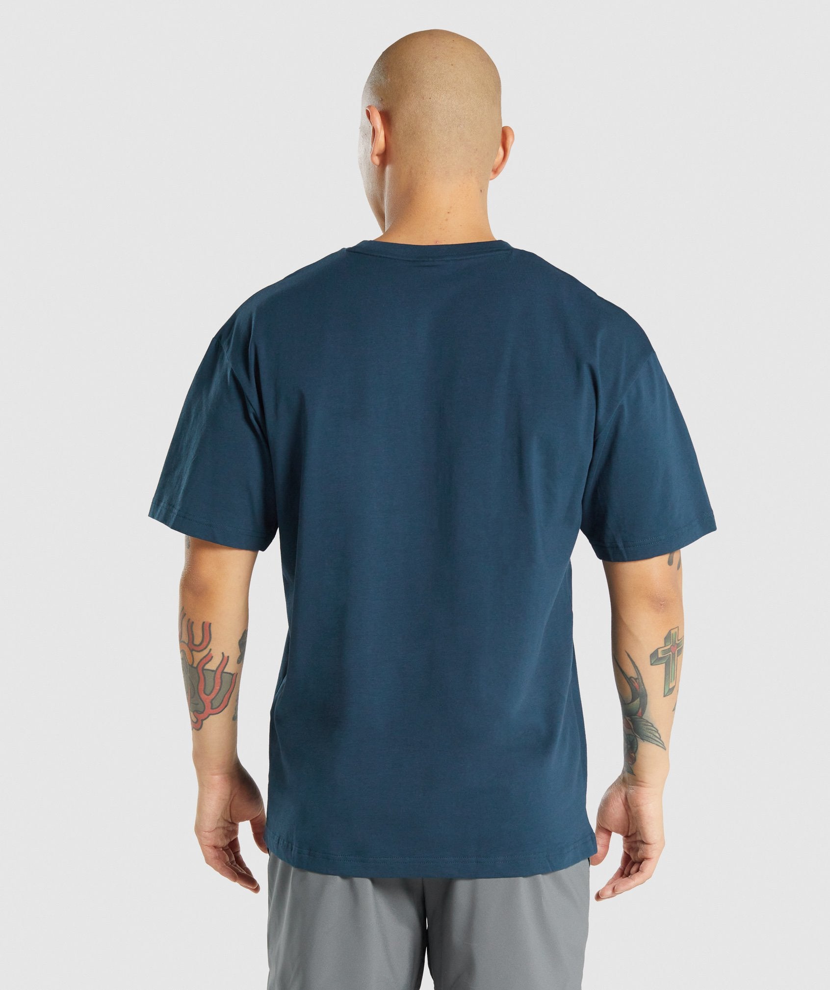 Navy Men's Gymshark Essential Oversized T Shirts | EGWAJD-023