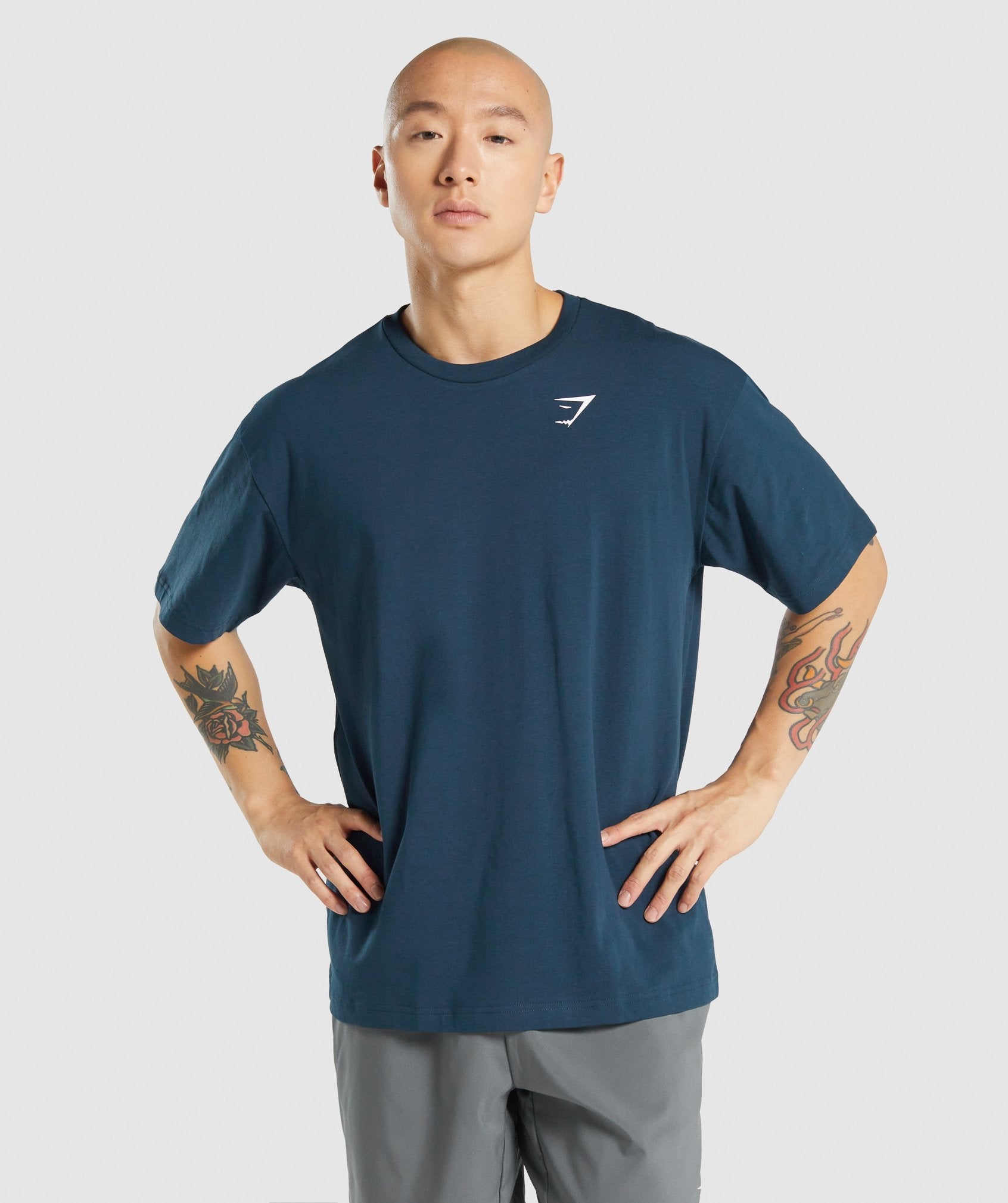 Navy Men\'s Gymshark Essential Oversized T Shirts | EGWAJD-023