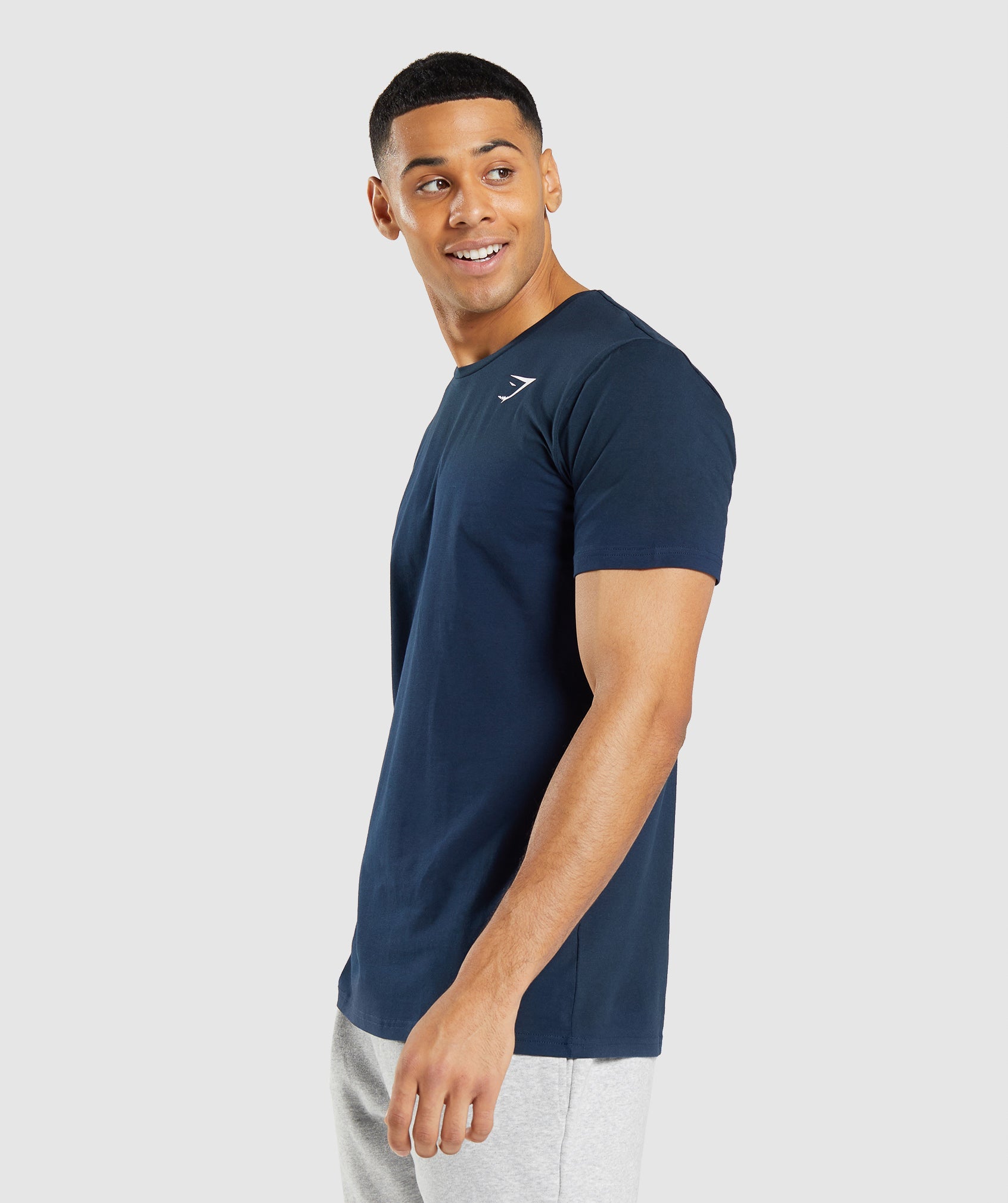 Navy Men's Gymshark Essential T Shirts | VGFNQS-210