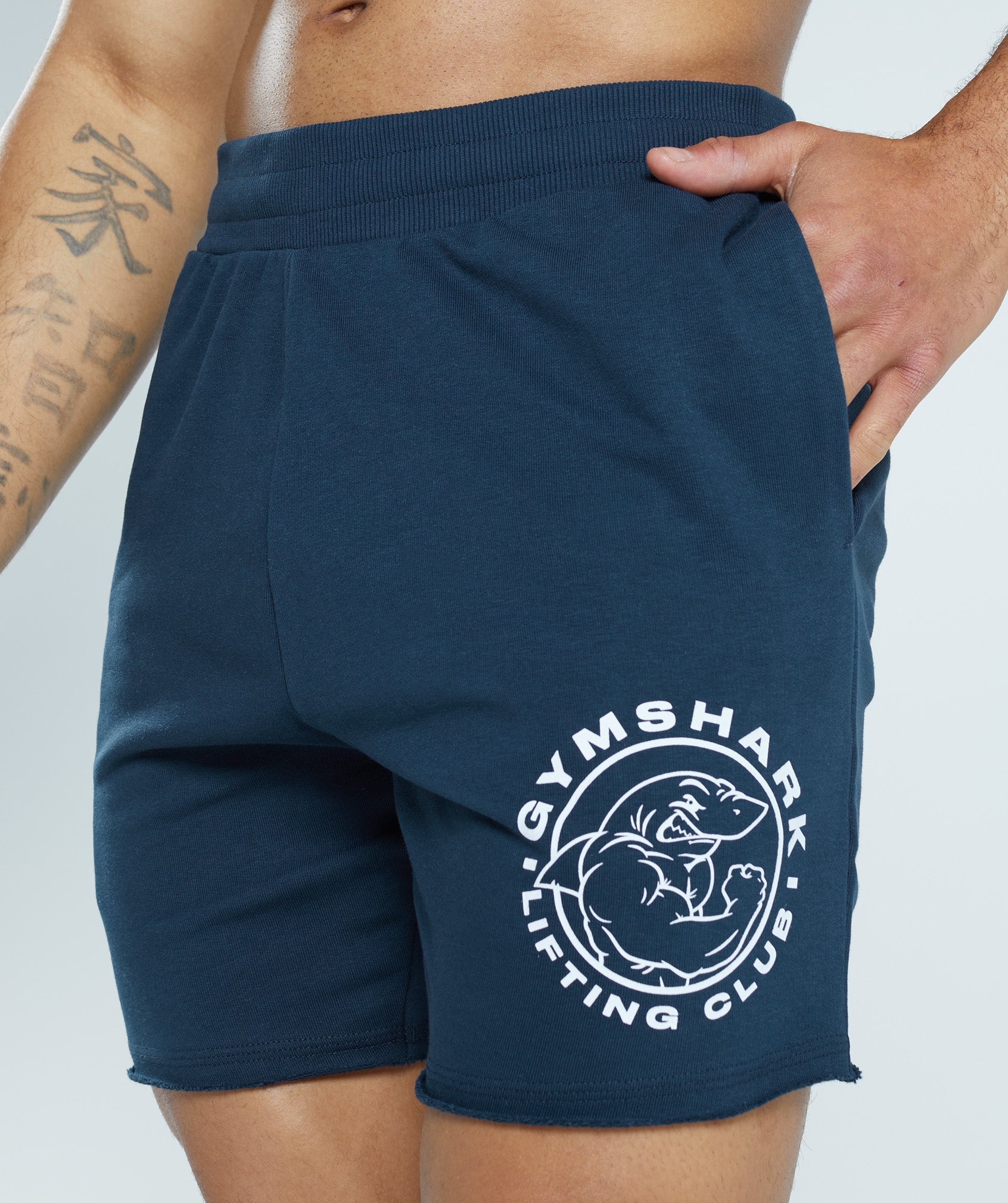 Navy Men's Gymshark Legacy Shorts | EFSLYN-732