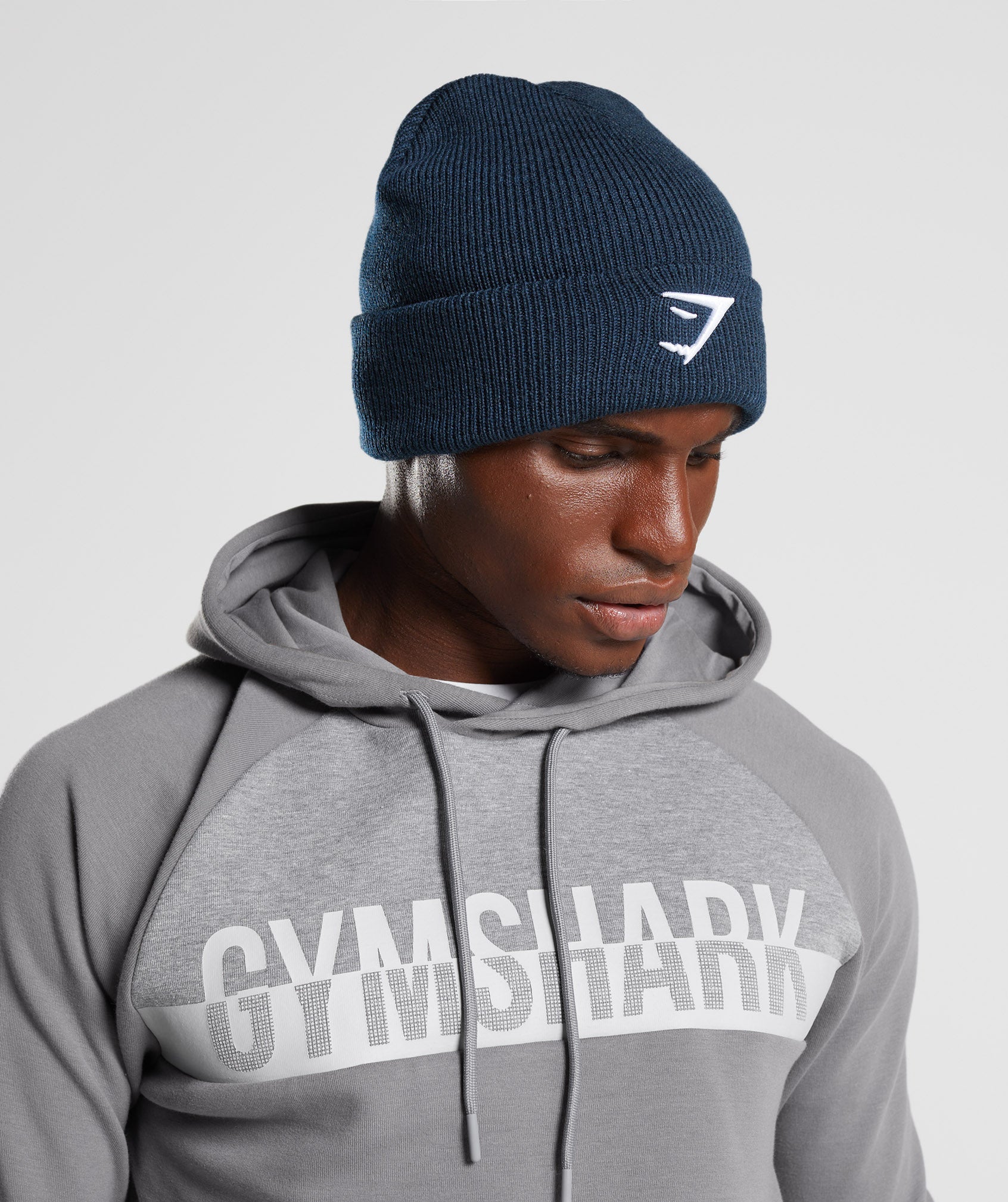 Navy Men's Gymshark Sharkhead Beanie Hats | XFRVEW-623