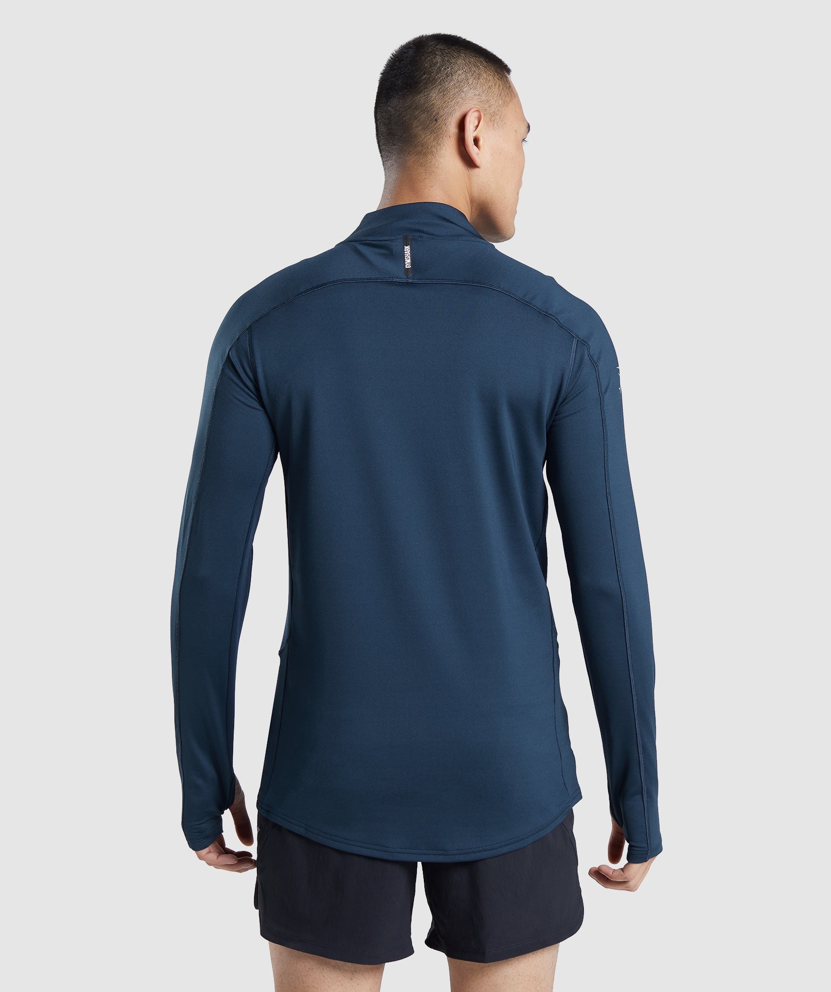 Navy Men's Gymshark Speed Evolve 1/4 Zip Tops | WQYURG-845