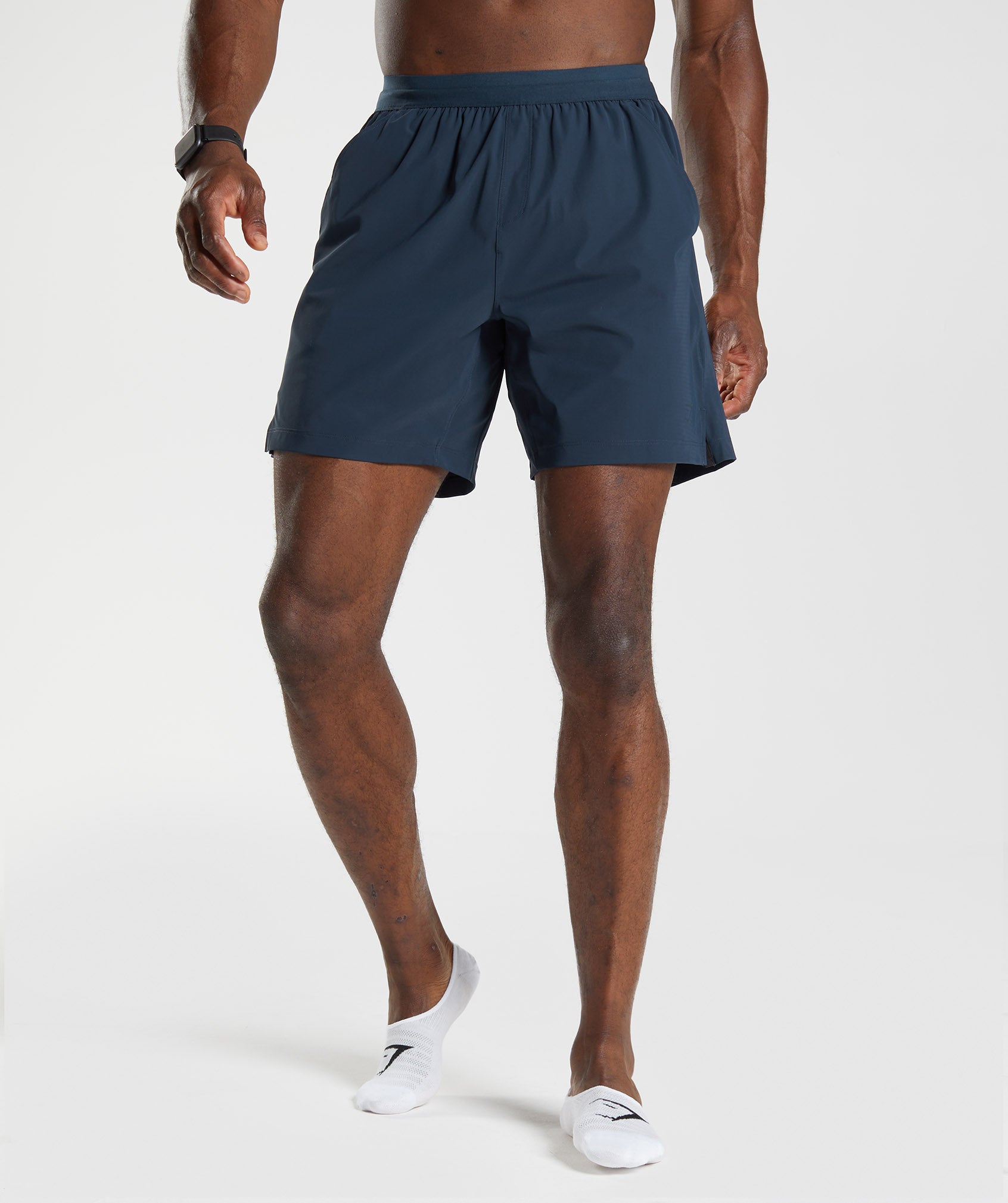 Navy Men\'s Gymshark Studio Shorts | HPZGAF-491