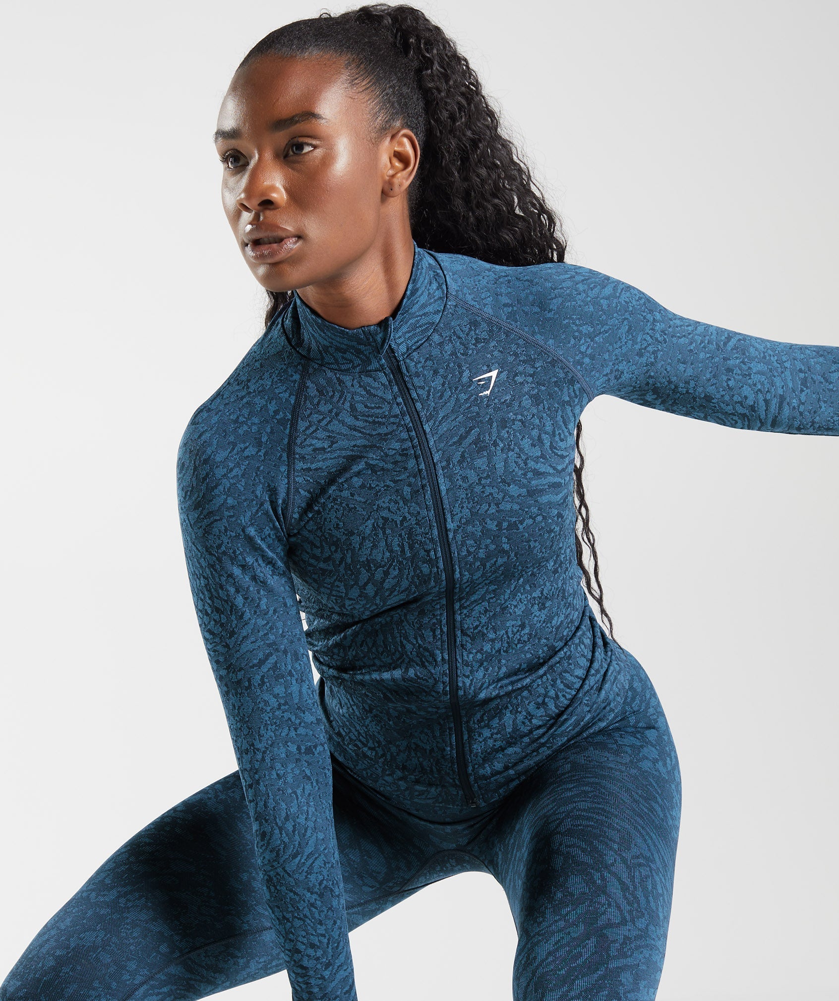 Navy Women's Gymshark Adapt Animal Zip Through Sweatshirts | VQBUDC-538