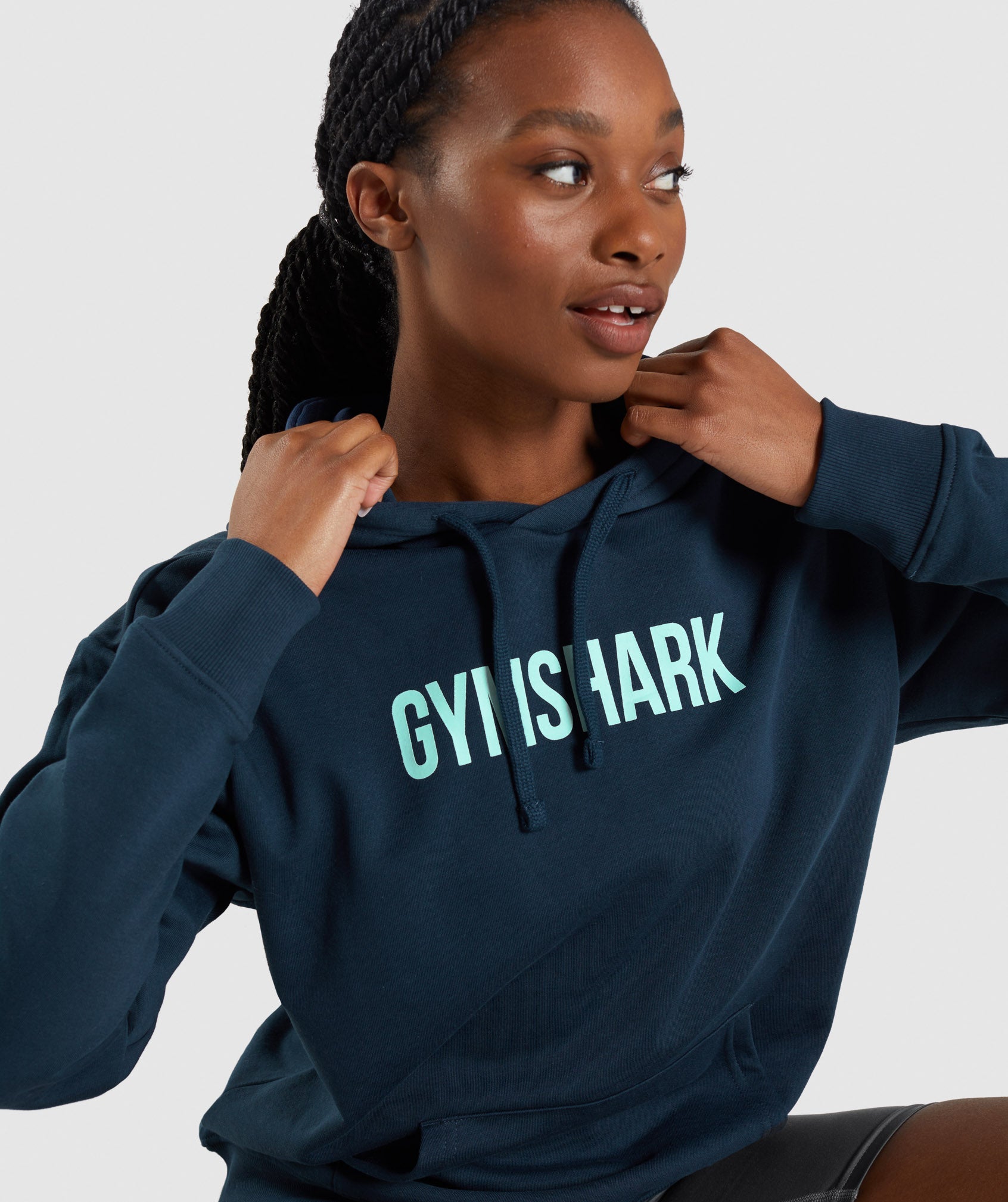 Navy Women's Gymshark Apollo Oversized Hoodie | BTJEYN-921