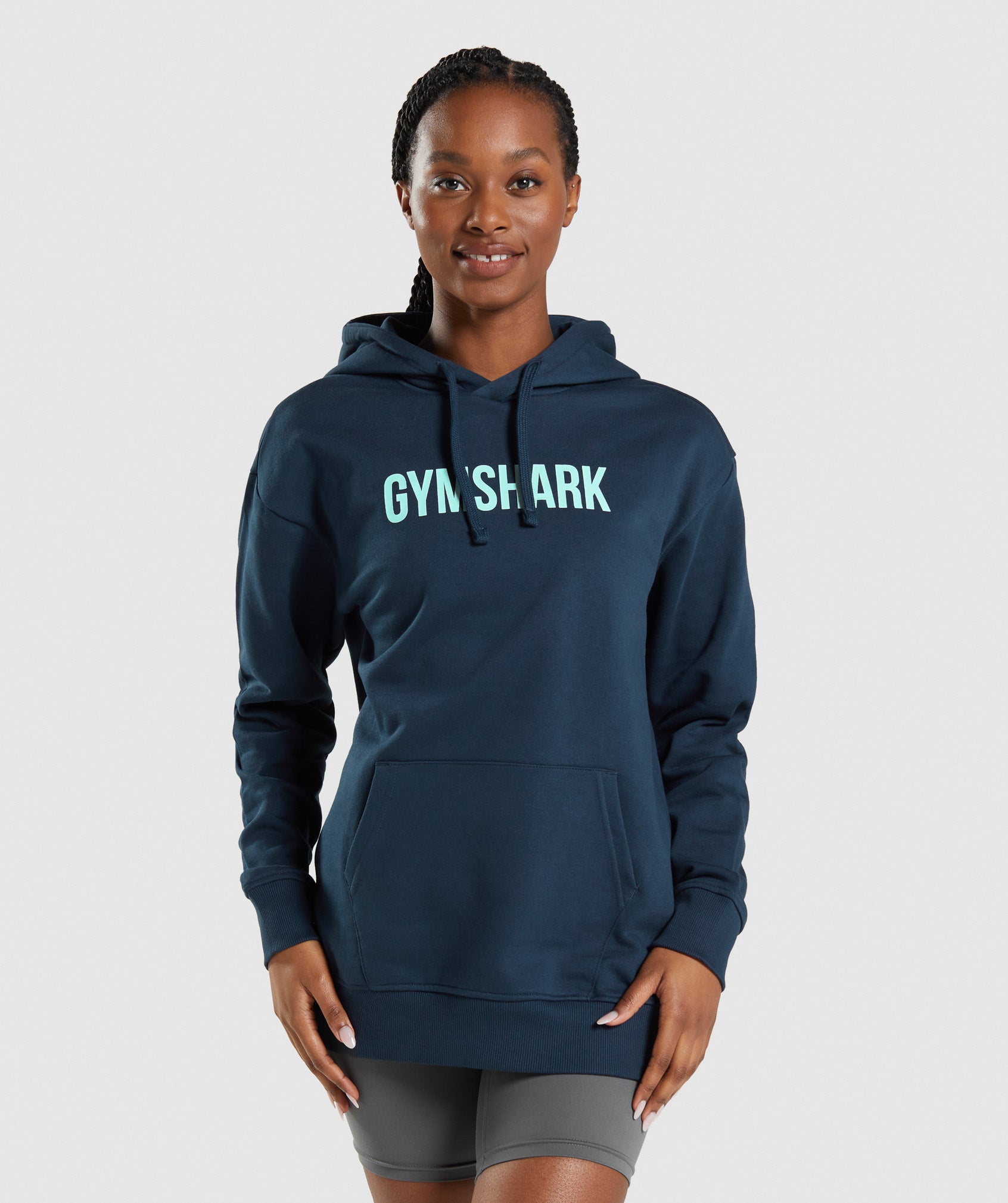 Navy Women\'s Gymshark Apollo Oversized Hoodie | BTJEYN-921