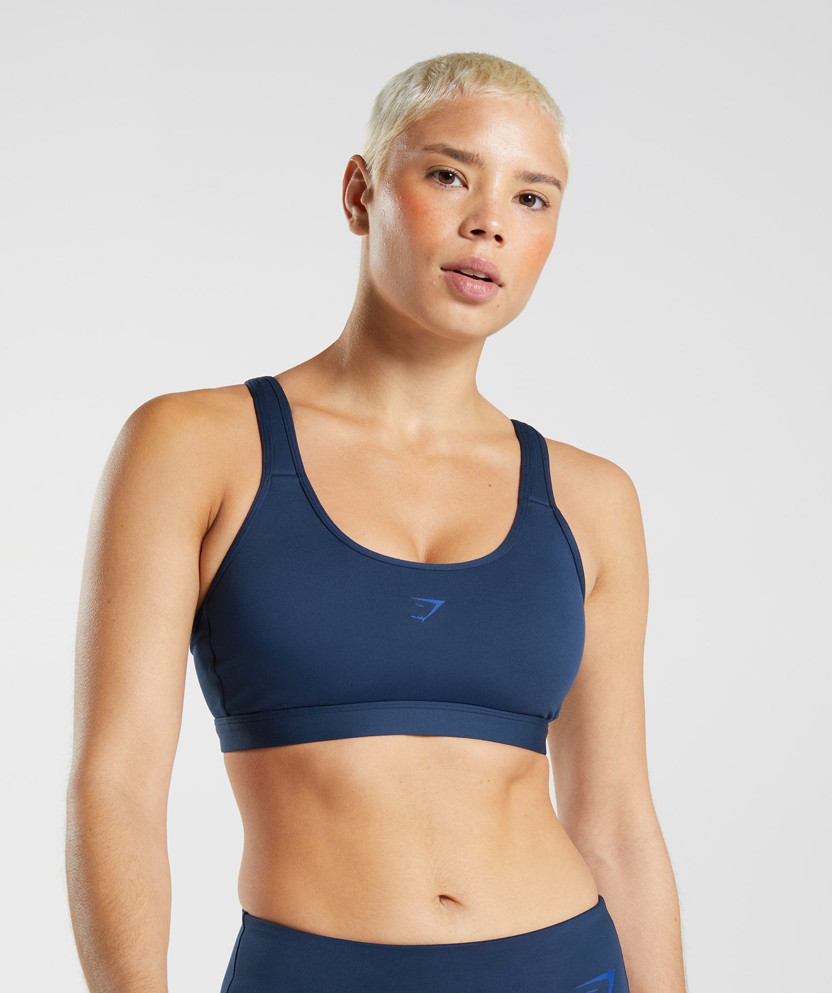 Navy Women\'s Gymshark Fraction Sports Bra | SRHNDV-067