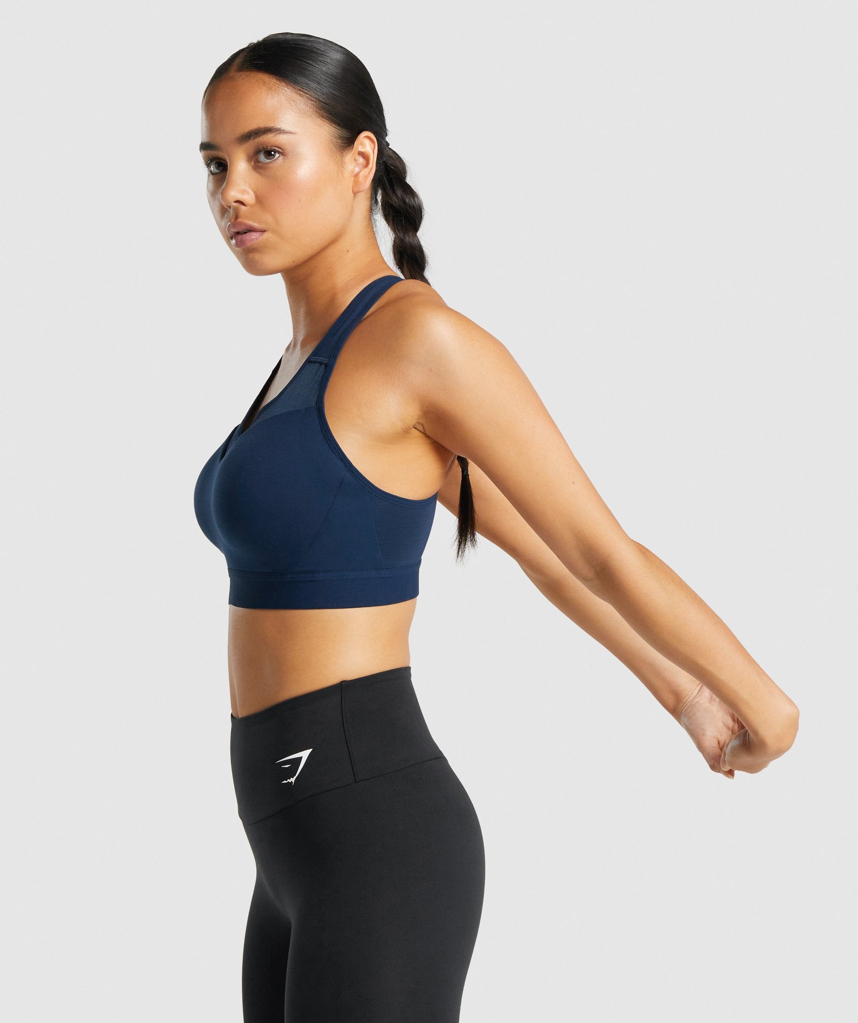 Navy Women's Gymshark Open Back Sports Bra | ROHDWB-016